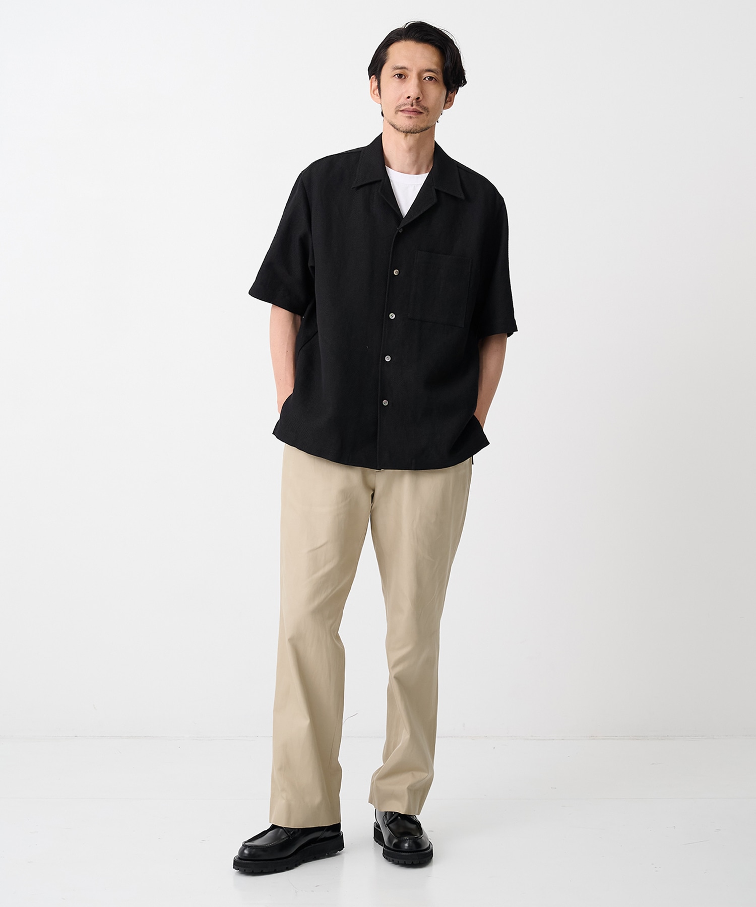 【イレニサ】別注SUMMER TWEED OPEN COLLAR SHIRT IRENISA