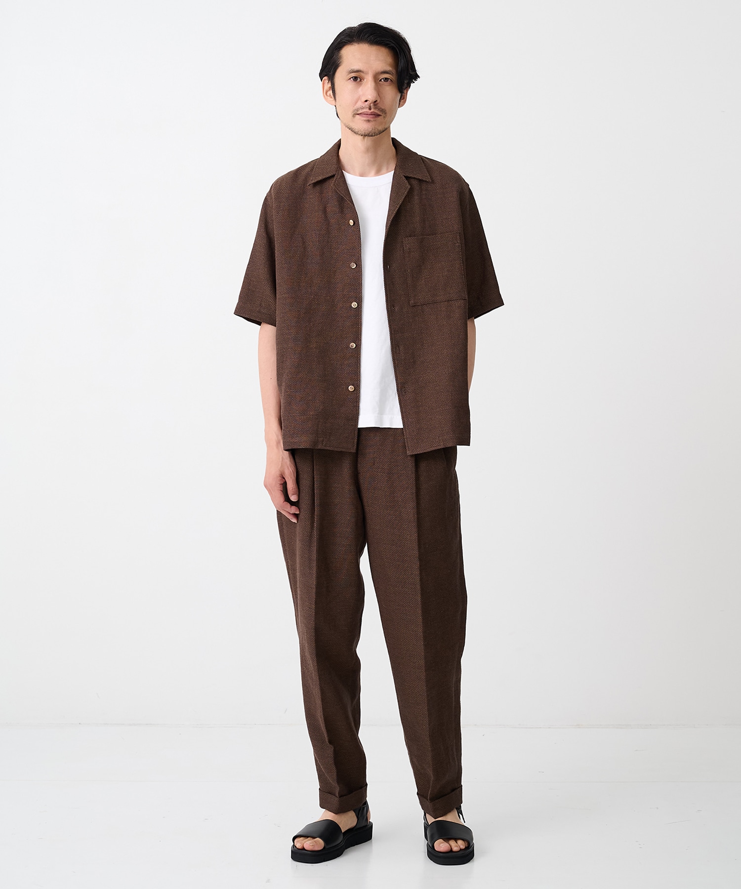 【イレニサ】SUMMER TWEED TWO TUCK WIDE TROUSERS IRENISA