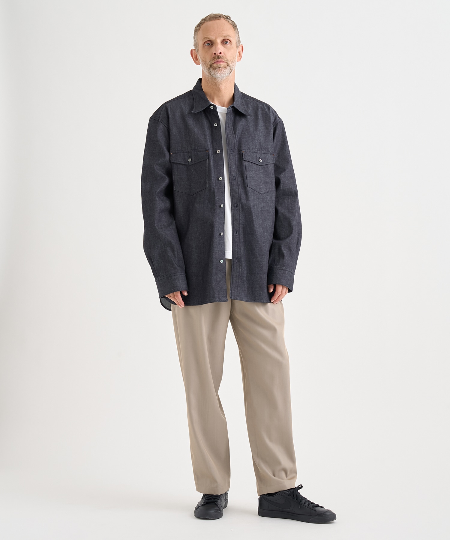 別注DENIM RELAX FIT DOUBLE POCKET SHIRT IRENISA