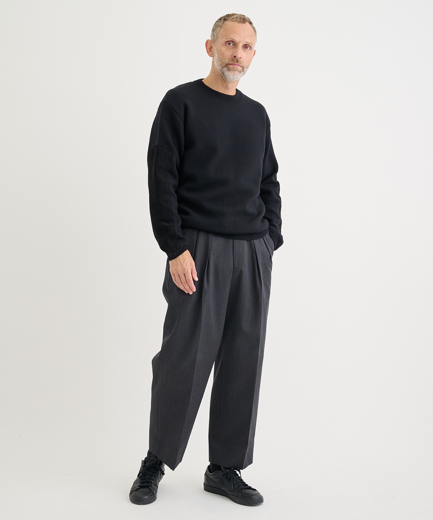 Suede Leather Elbow Patch Sweater YOKE