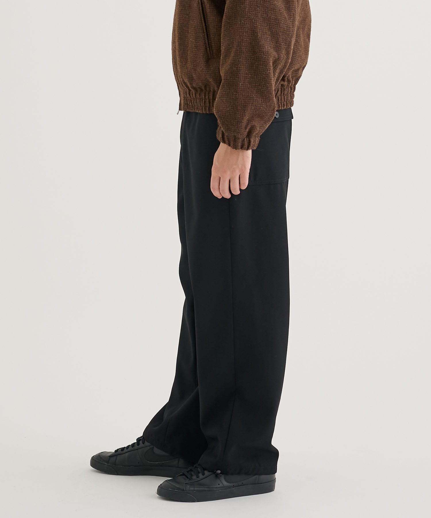 BACK SATIN UTILITY PANTS ATON