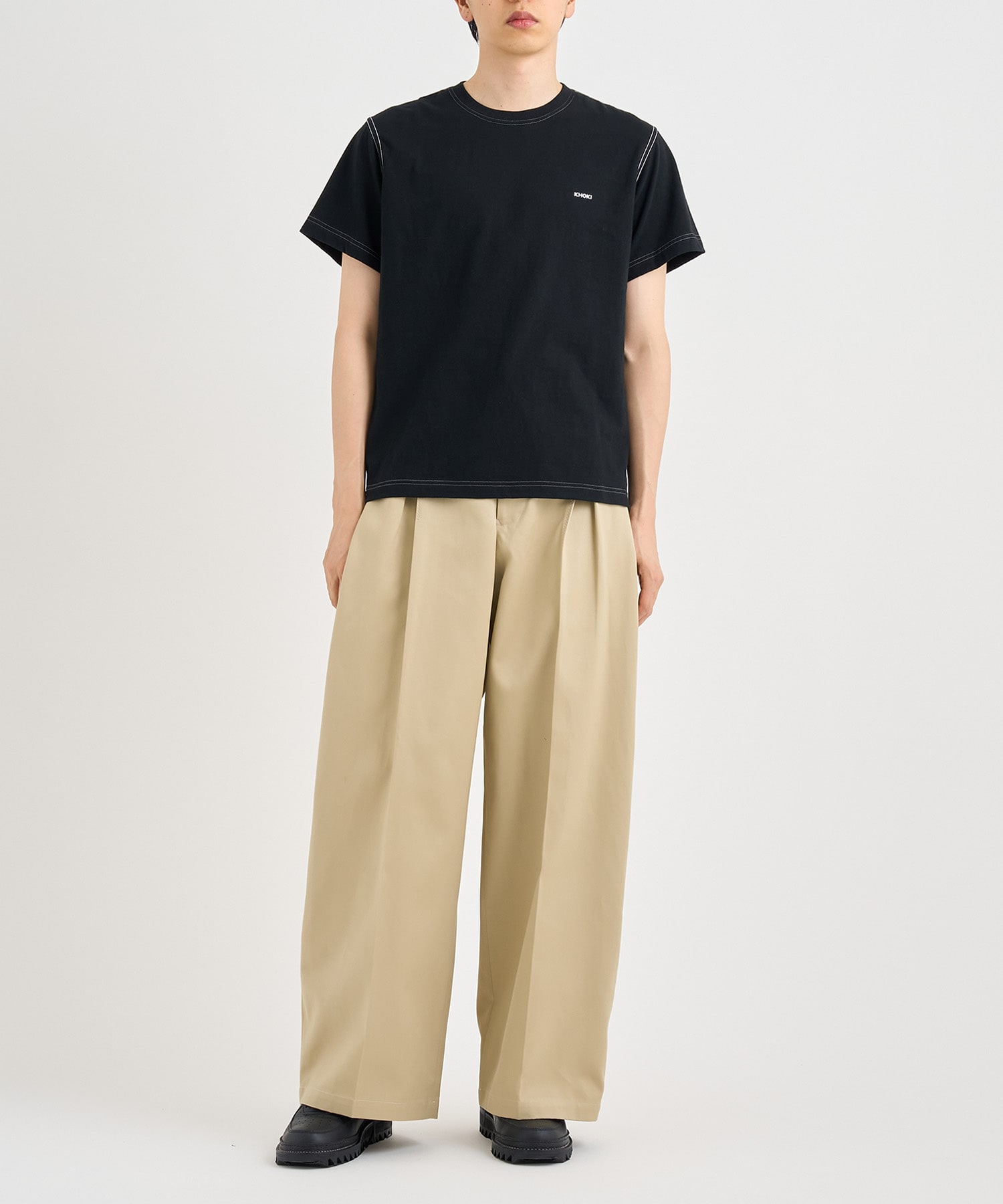 Tuck-detail cotton pants KHOKI