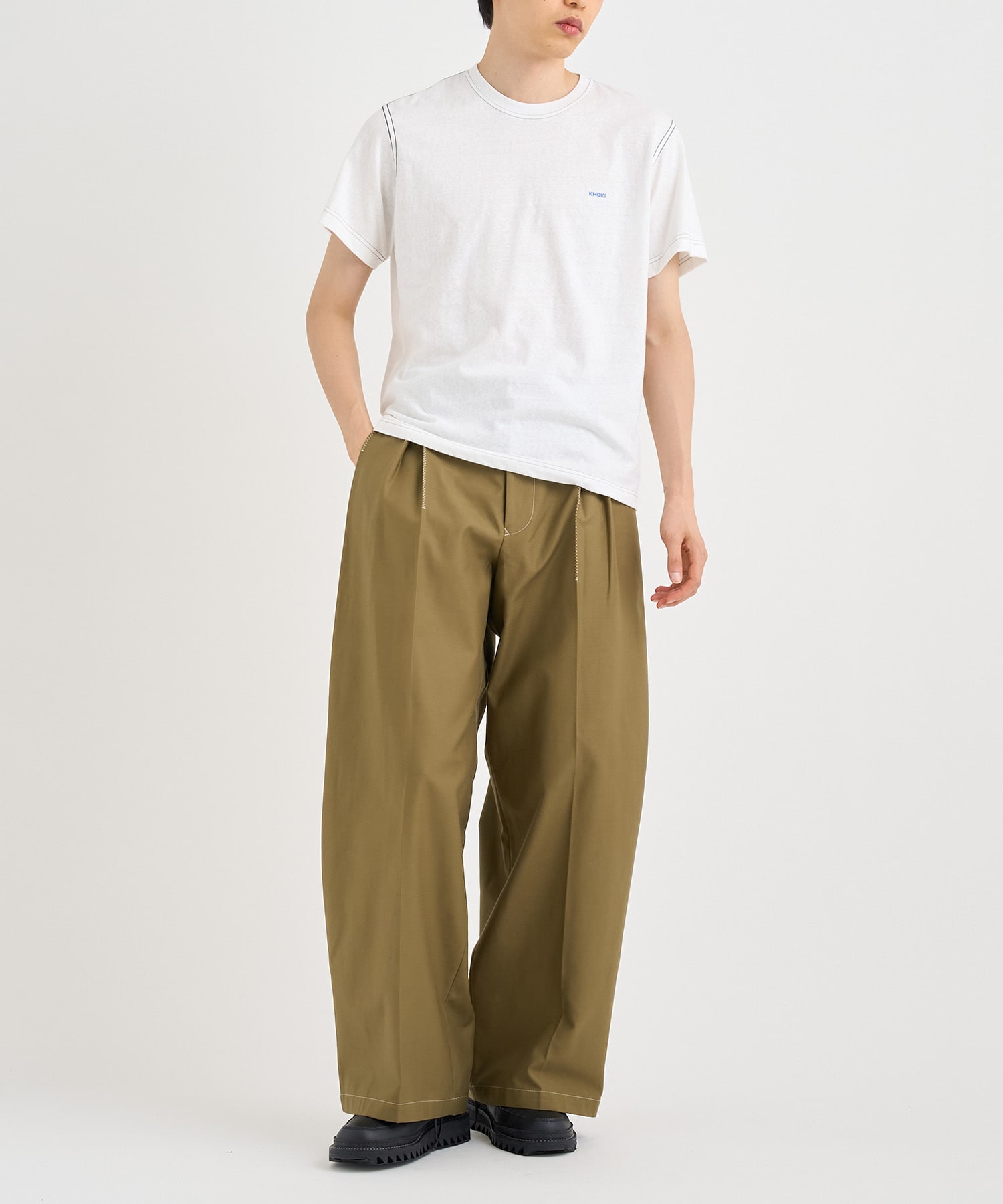 Tuck-detail cotton pants KHOKI