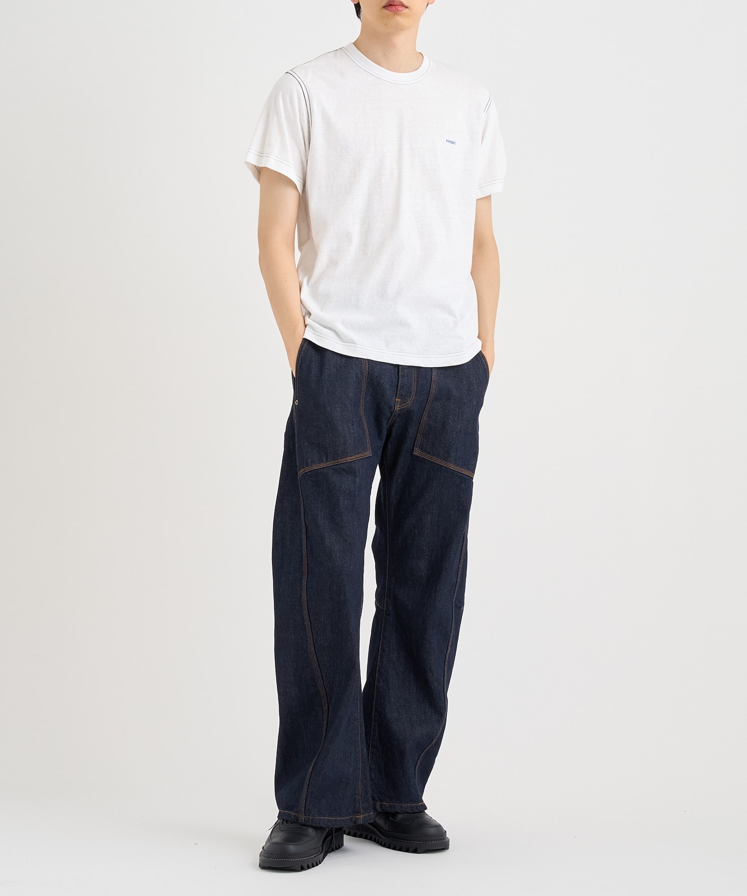 3D cutting denim pants KHOKI