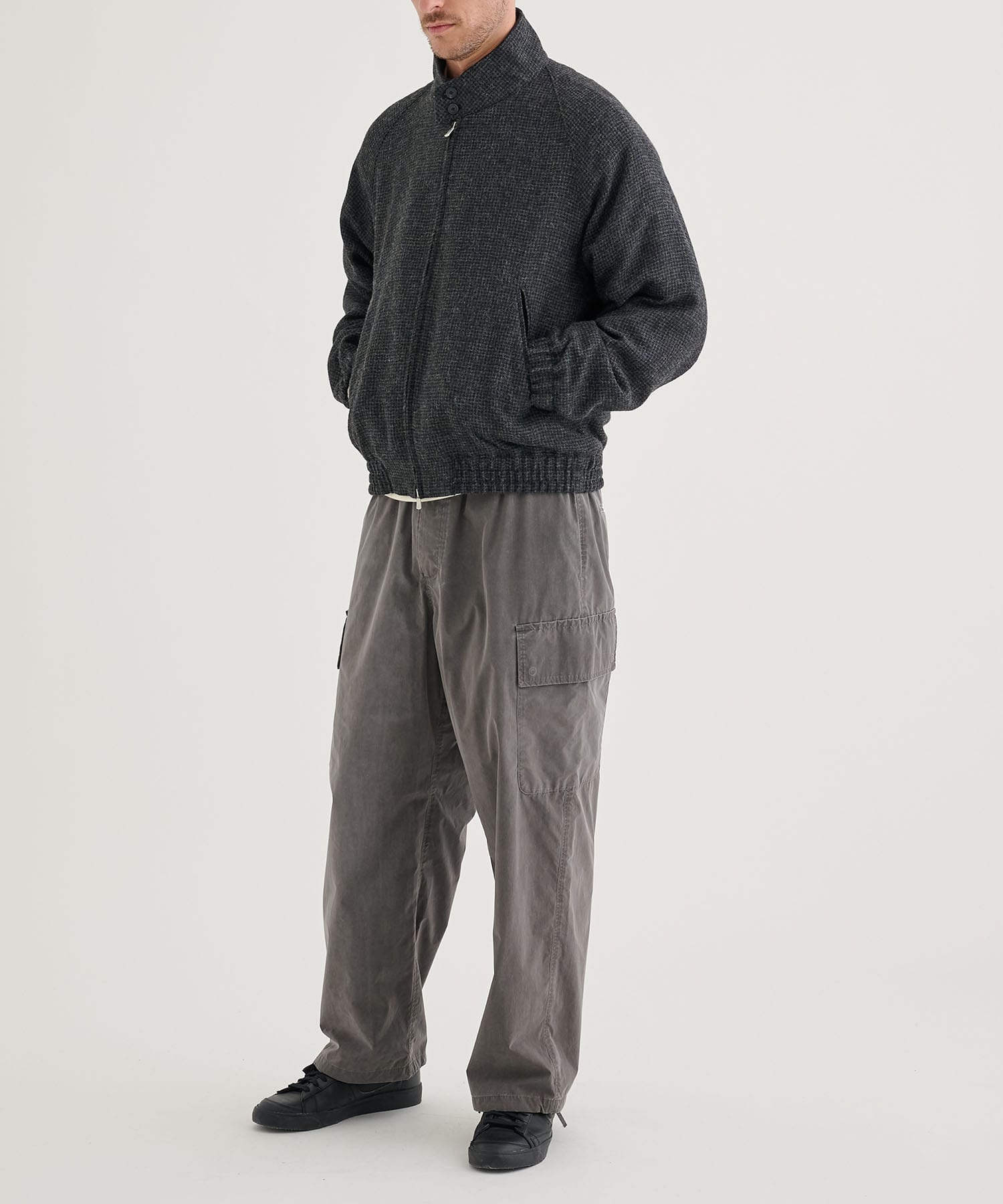 ALPACA HOUND TOOTH HARRINGTON JACKET ATON