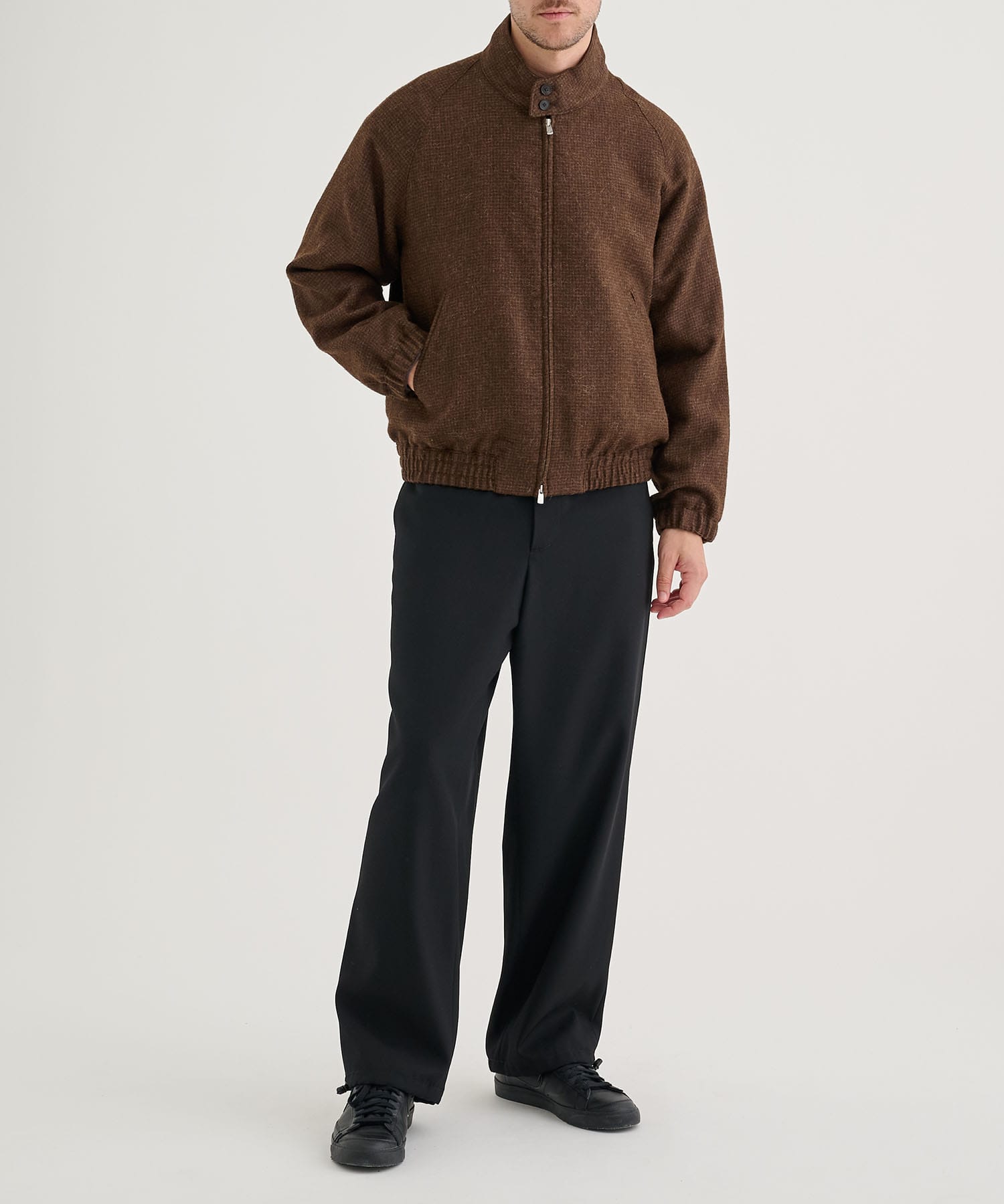 ALPACA HOUND TOOTH HARRINGTON JACKET ATON