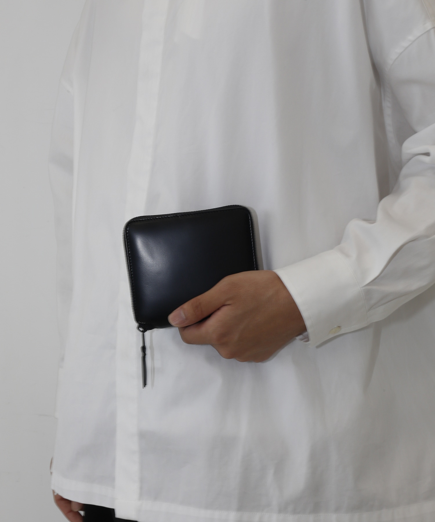 VERY BLACK LEATHER LINE B FPLD ZIP WALLET Wallet Comme des Garcons