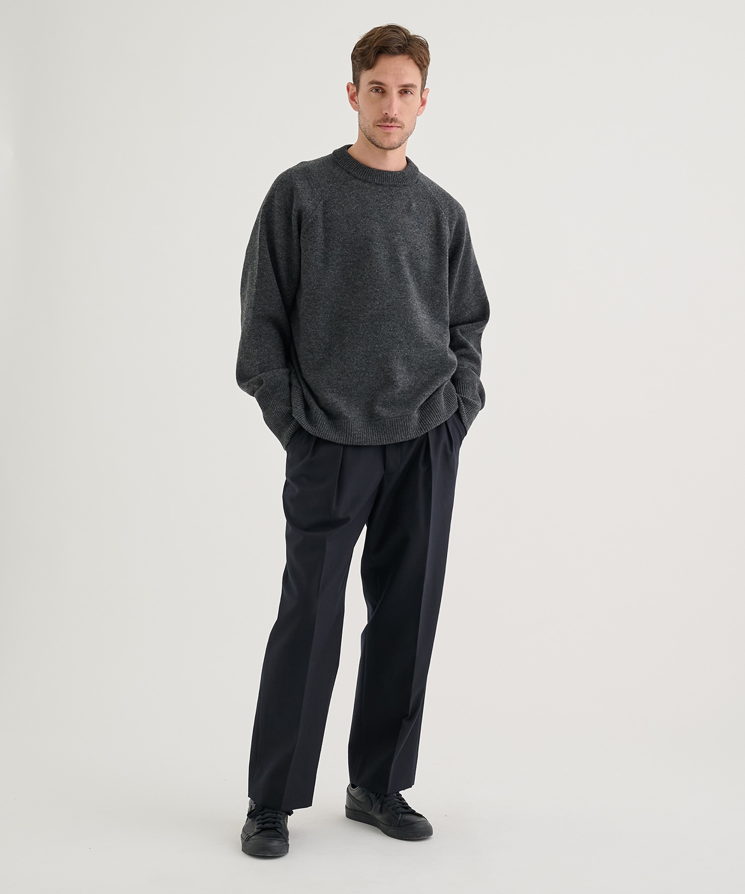 RERACS RAGLAN CREW NECK PULLOVER KNIT THE RERACS