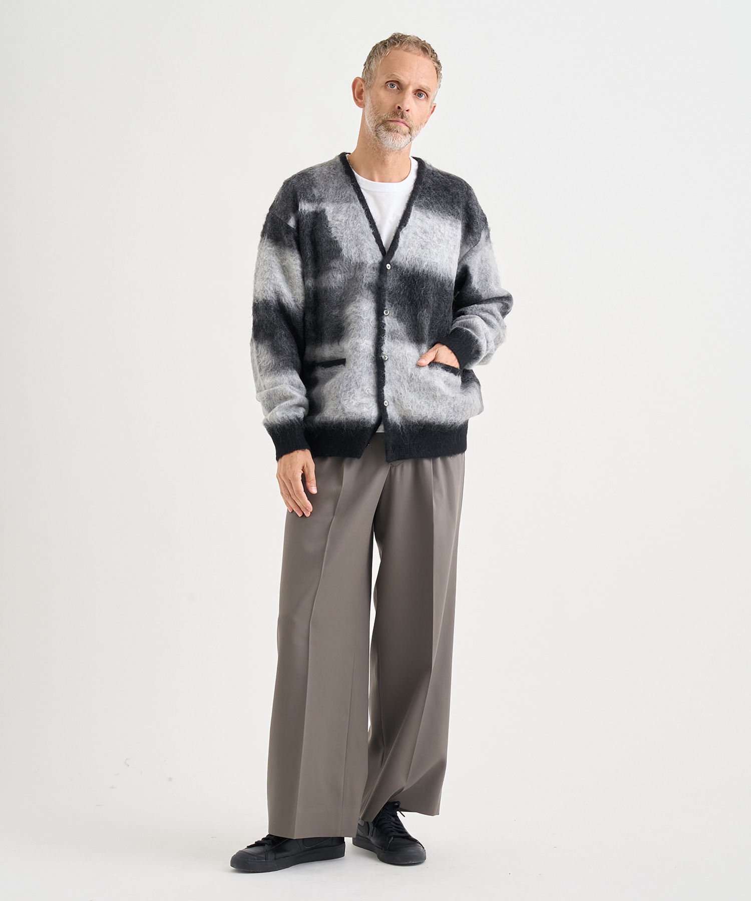 Kid Mohair Jacqurad Cardigan BEAM YOKE