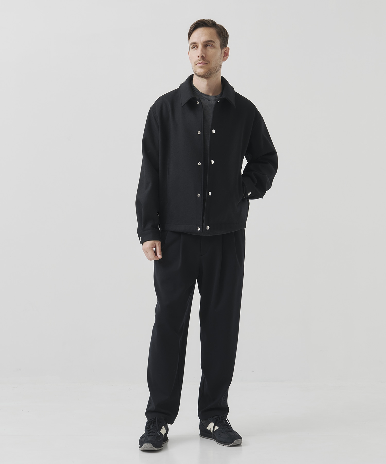 Washable Super180s Strech Ponch Wide Tapered Pants THE TOKYO