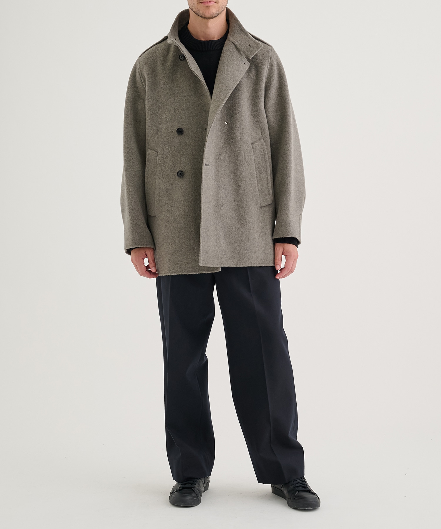 EPAULET STAND COLLAR HALF COAT IRENISA