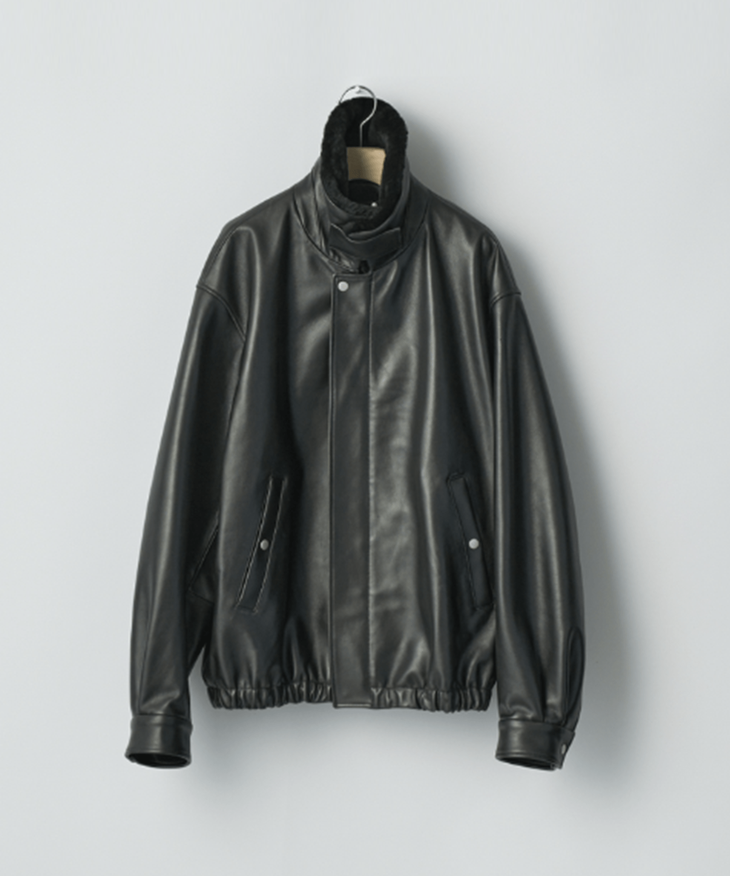 MOUTON COLLAR SHEEP LEATHER ZIP JACKET ssstein