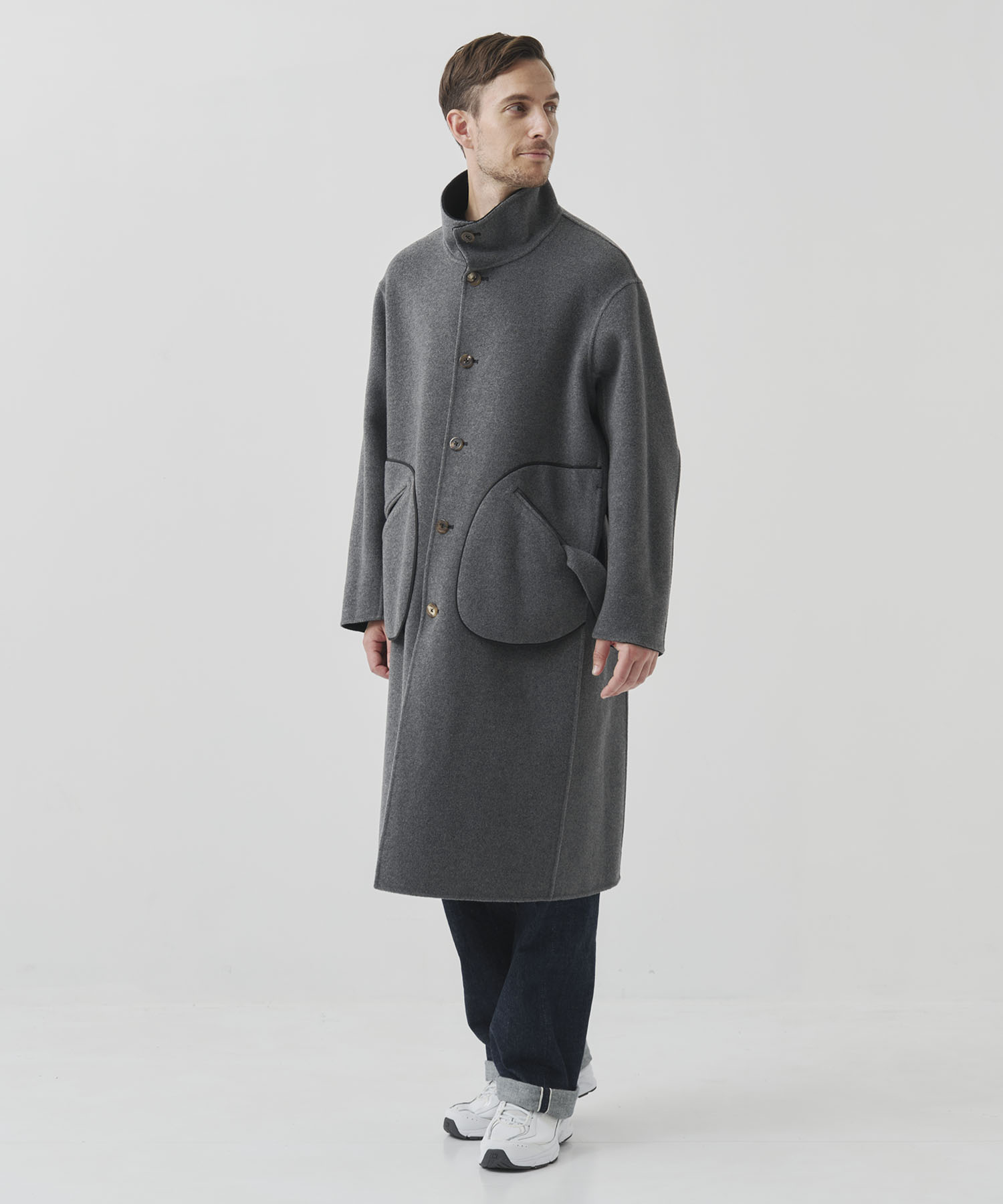 CASHMERE/SILK/WOOL STAND OVER COAT CASHMERE CASHMERE