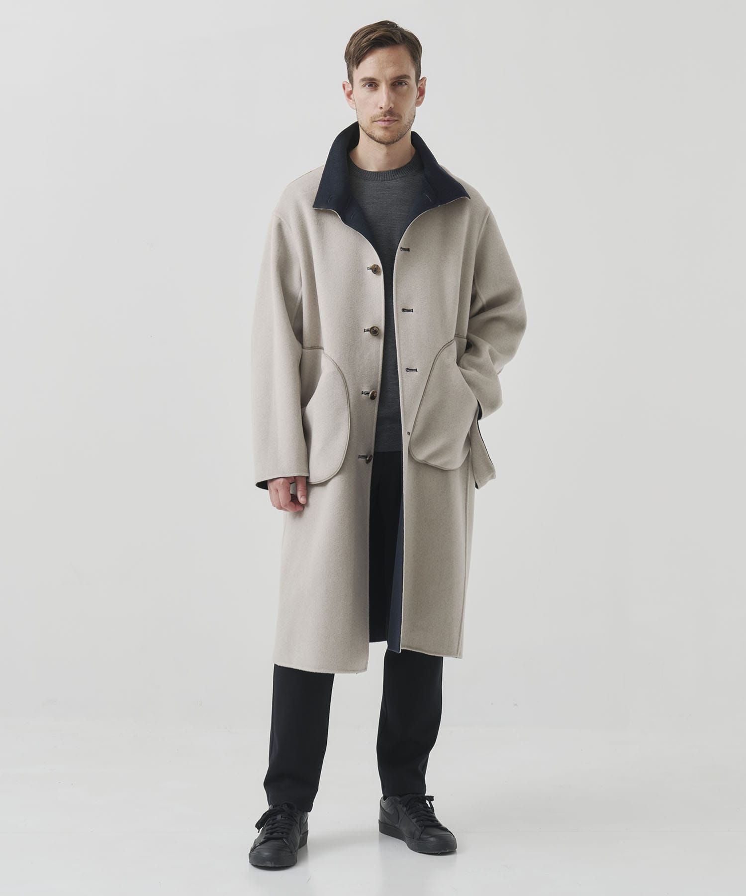 CASHMERE/SILK/WOOL STAND OVER COAT CASHMERE CASHMERE