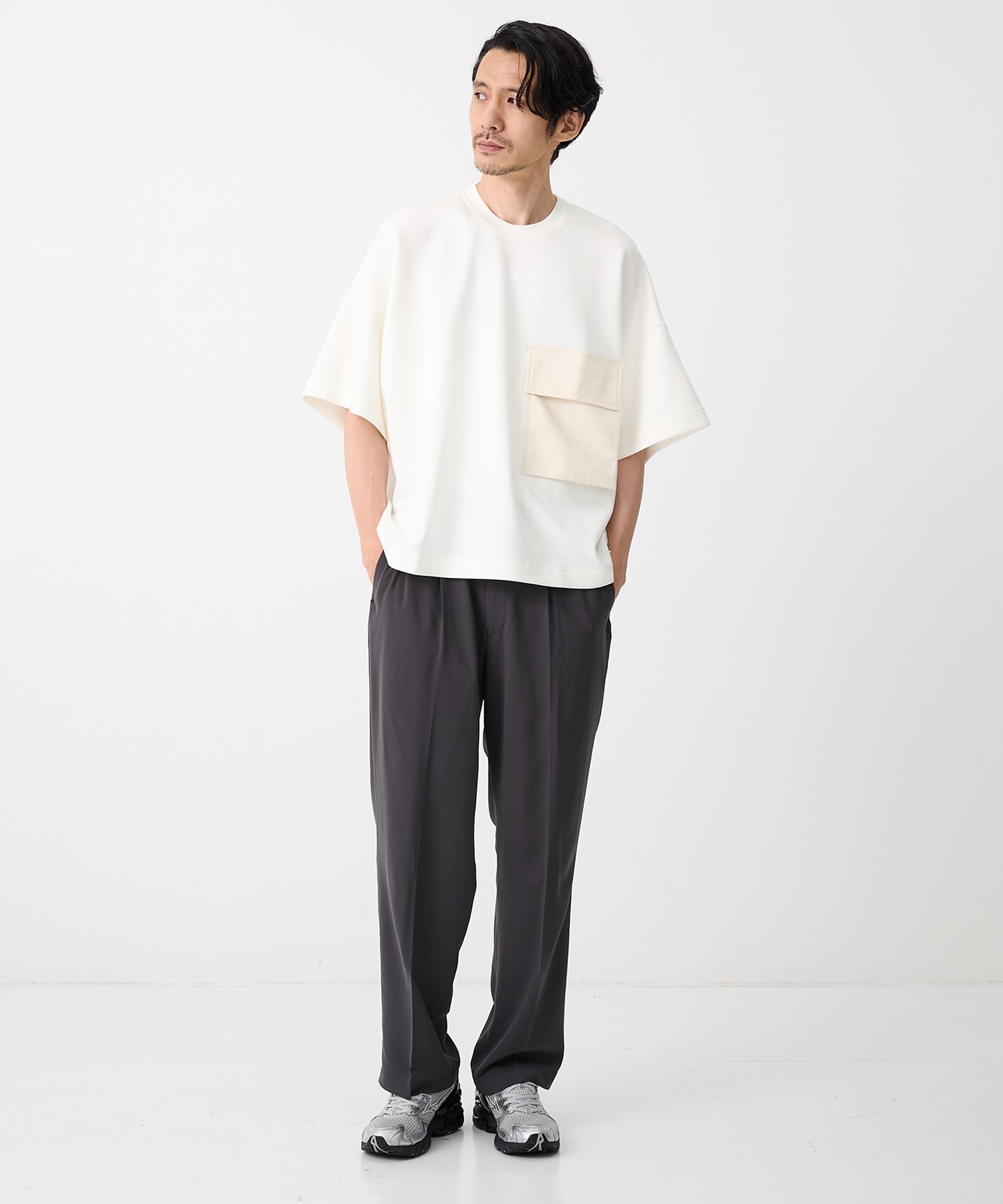 【ウジョーオム】M732-T58-201別注Belt Pocket Cropped T UJOH HOMME