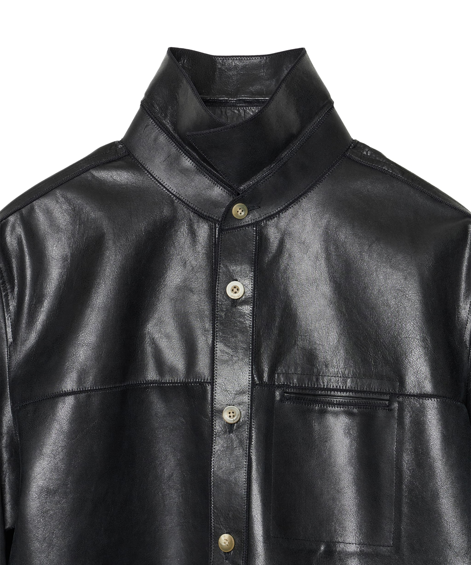 【イレニサ】IH-26FW-B048-LTH CORD-STITCHED LEATHER SHIRT IRENISA