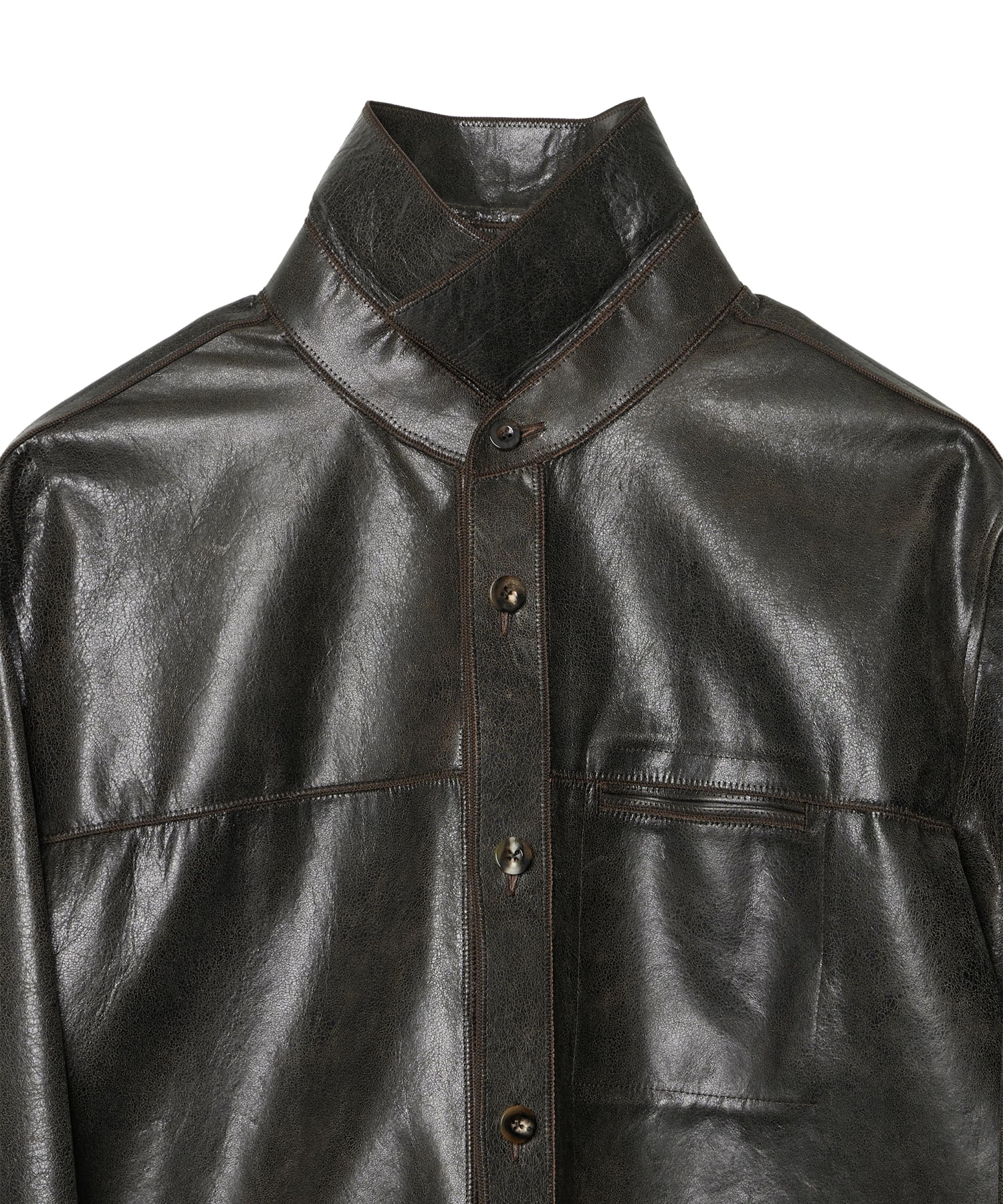 【イレニサ】IH-26FW-B048-LTH CORD-STITCHED LEATHER SHIRT IRENISA