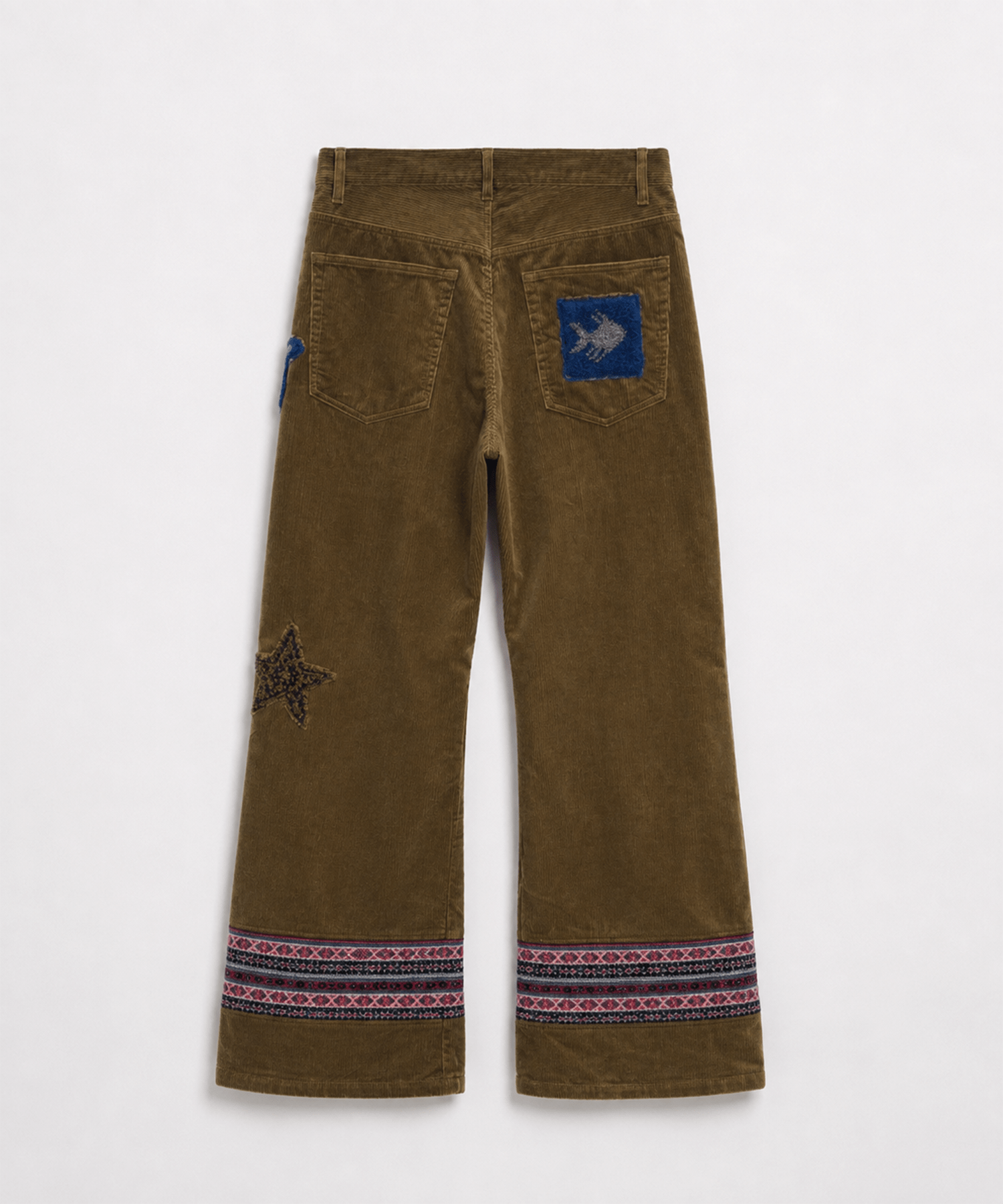 26fw-p-12 Patched-desgin pants KHOKI
