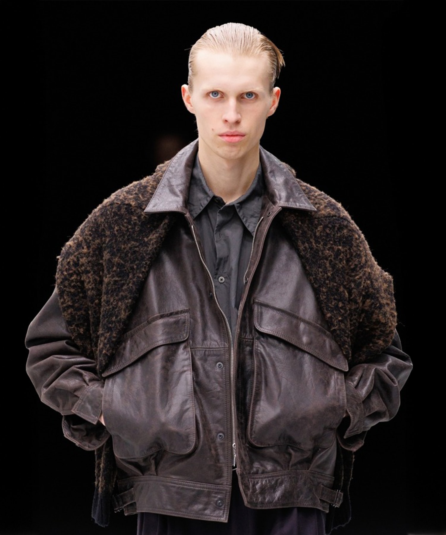 【ヨーク】YK26FW01304B Leather Flight Jacket YOKE