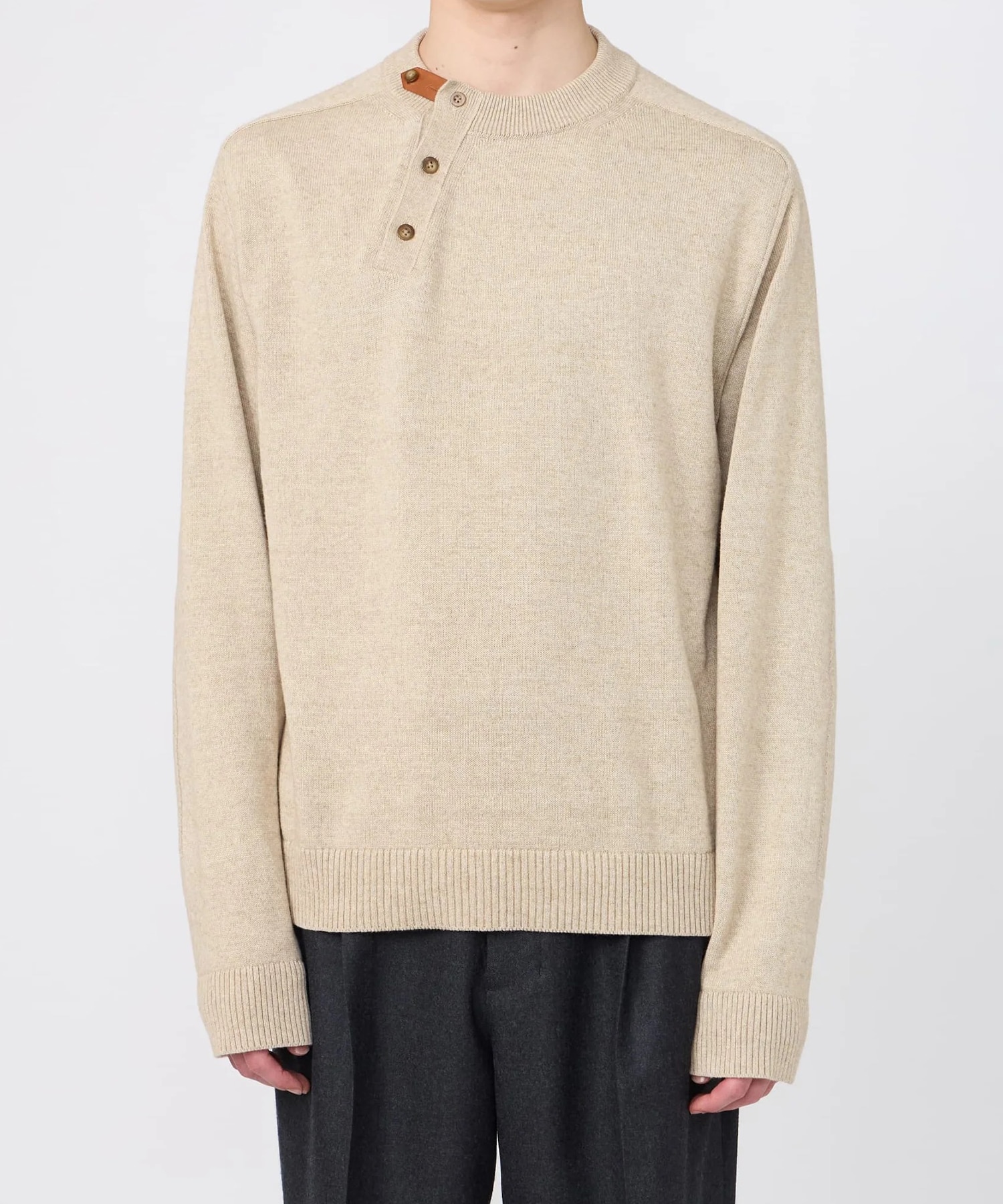 【イレニサ】IH-26FW-K036 LEATHER TAB KNIT PULLOVER IRENISA