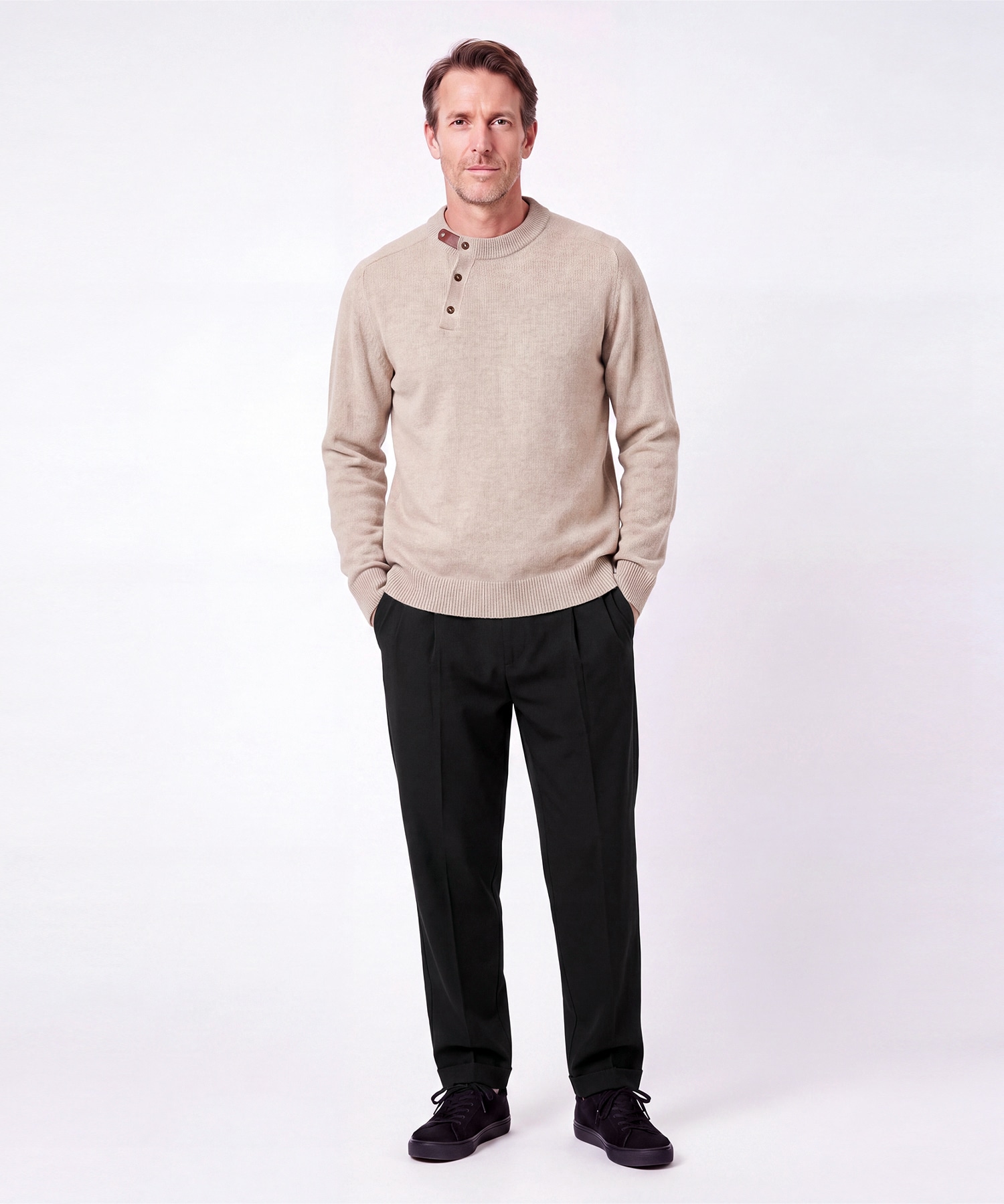【イレニサ】IH-26FW-K036 LEATHER TAB KNIT PULLOVER IRENISA