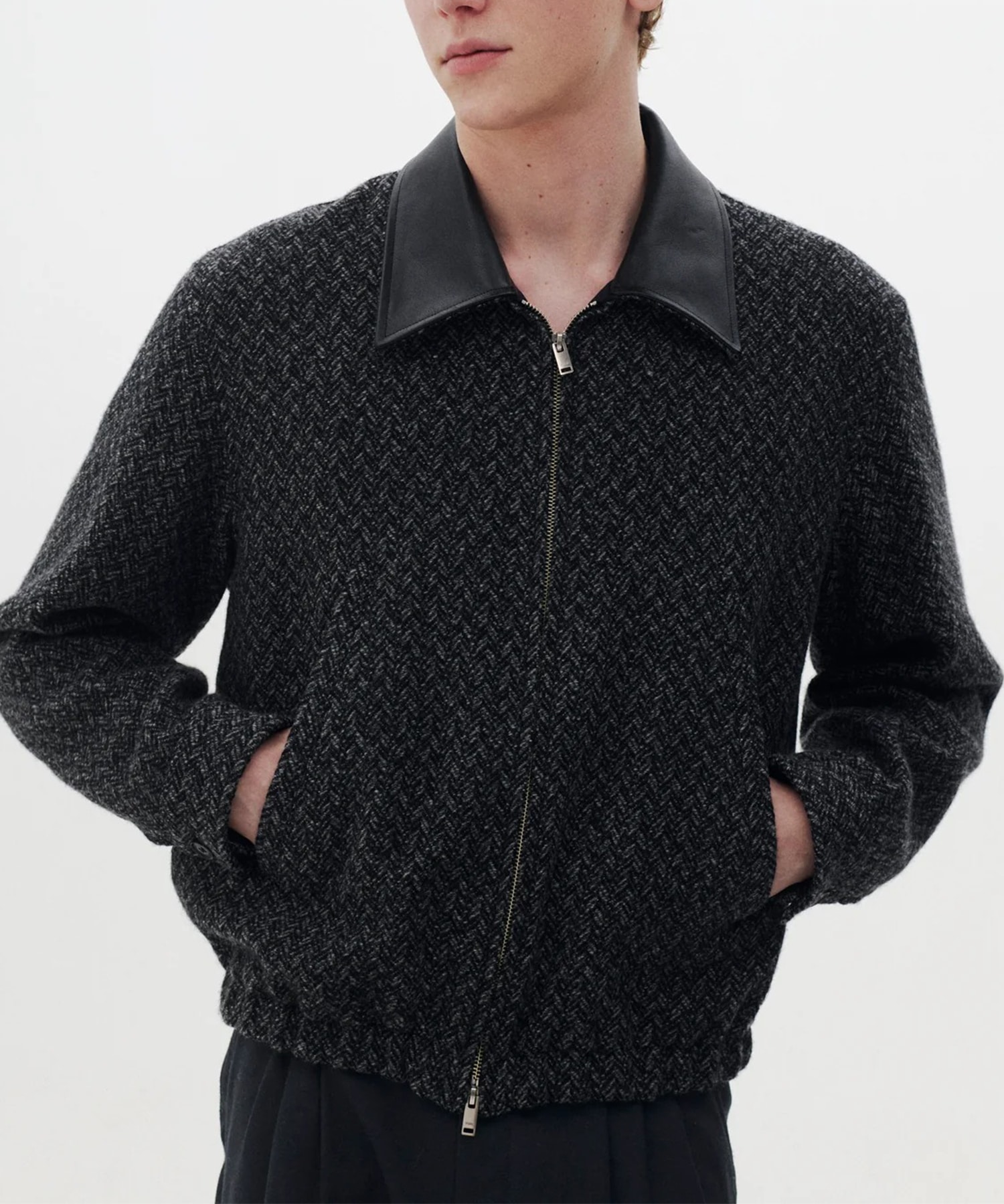 【ヨーク】YK26FW01314B Herringborn Tweed Zip Blouson YOKE
