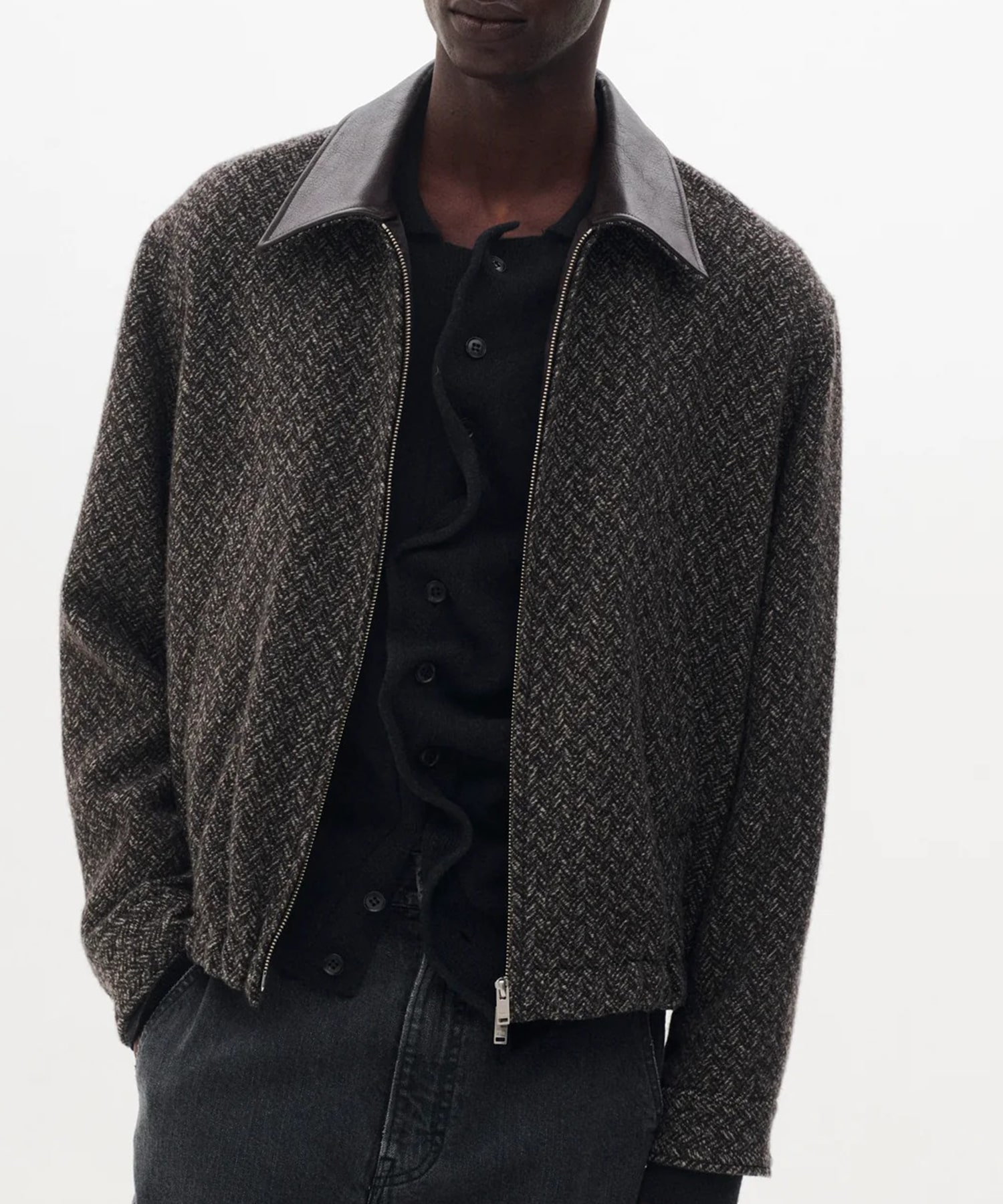 【ヨーク】YK26FW01314B Herringborn Tweed Zip Blouson YOKE