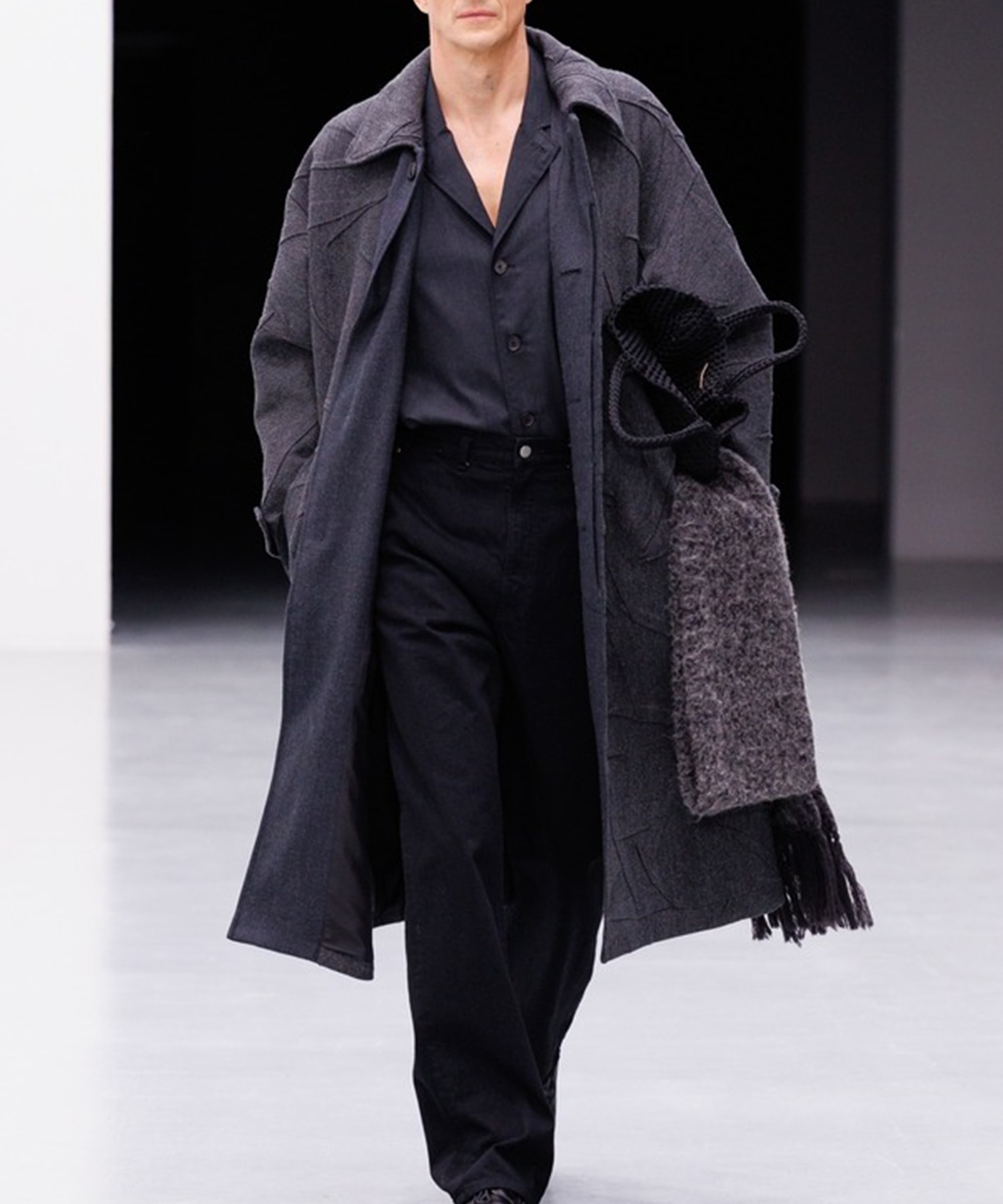 【ヨーク】YK26FW01311C Needlepunched Wool Tweed Balmacaan Coat YOKE