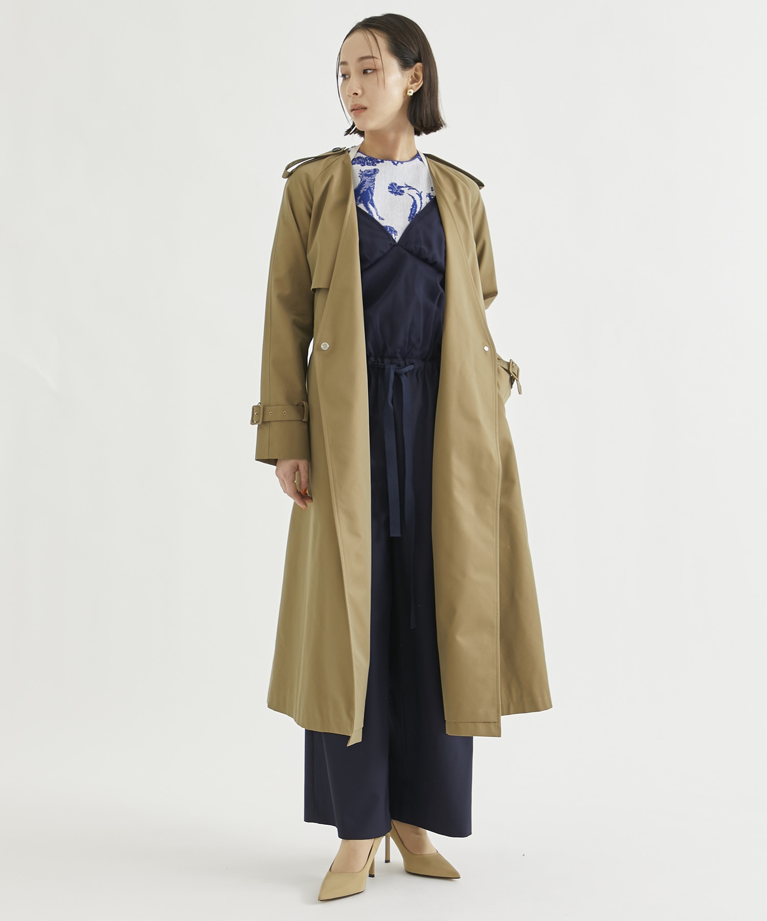 別注 silk cotton  trench coat Dessin de mode