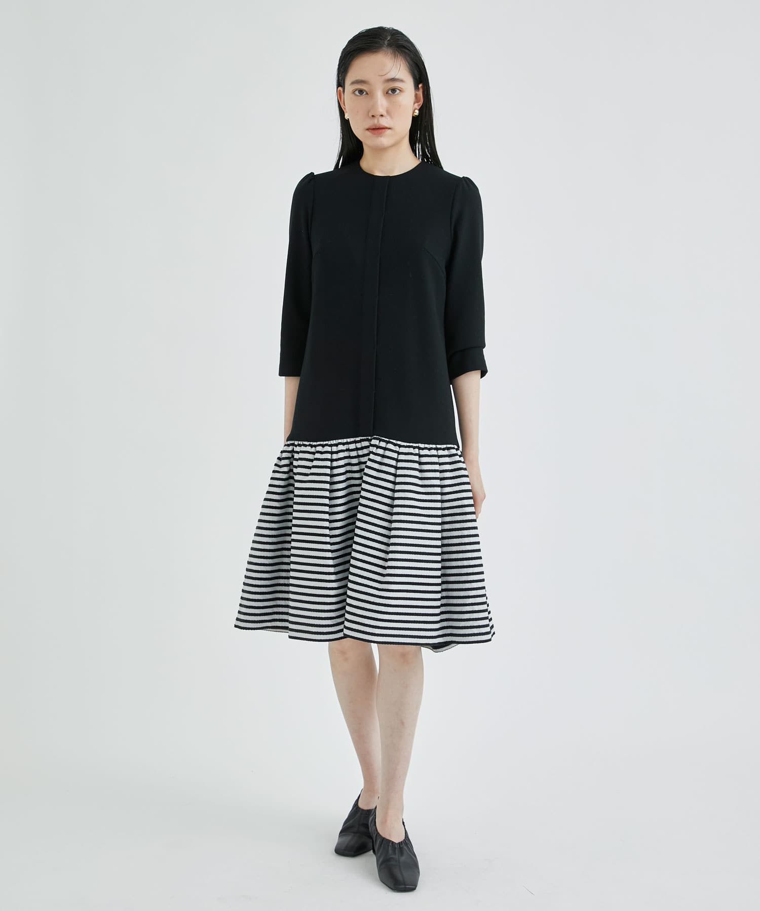 BORDER WOOL DRESS(36 BLACK): BORDERS at BALCONY: WOMEN｜THE TOKYO