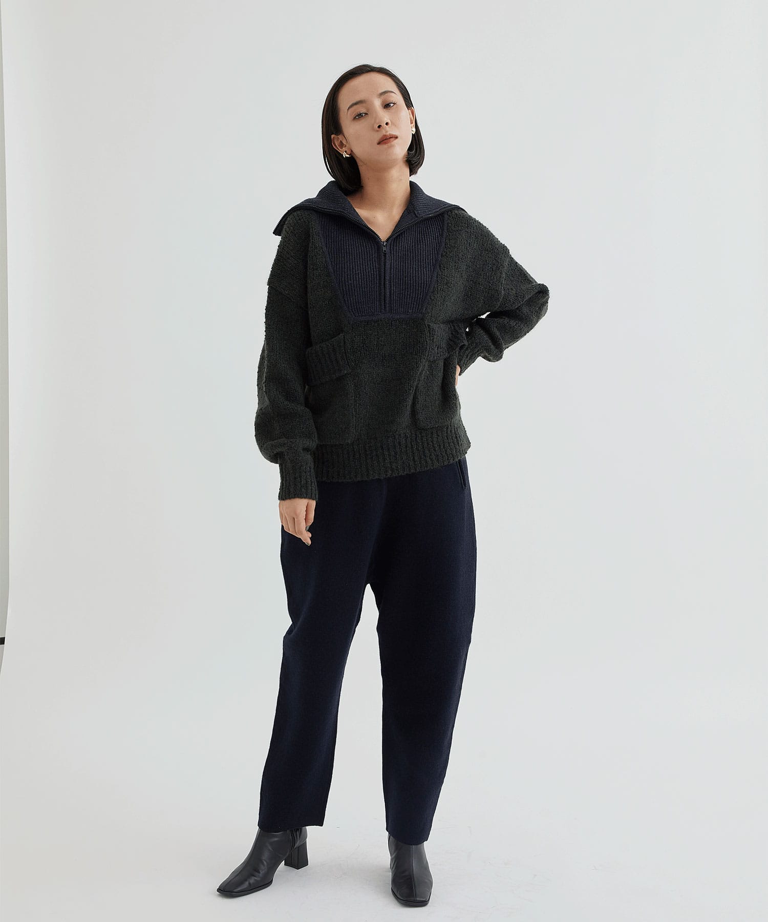 muller of yoshiokubo PIMPLES HALF-ZIP KNIT MLF22807