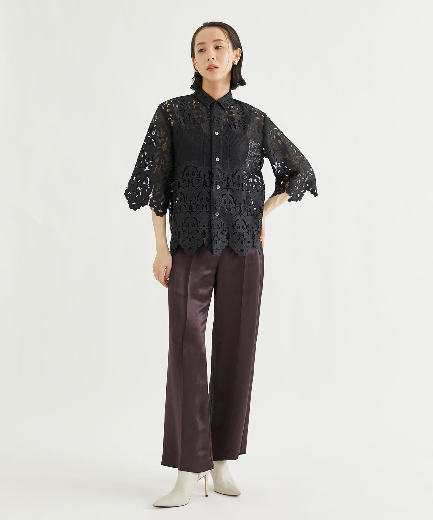 Lace shirt(36 BLACK): TOGA PULLA: WOMEN｜THE TOKYO ONLINE STORE