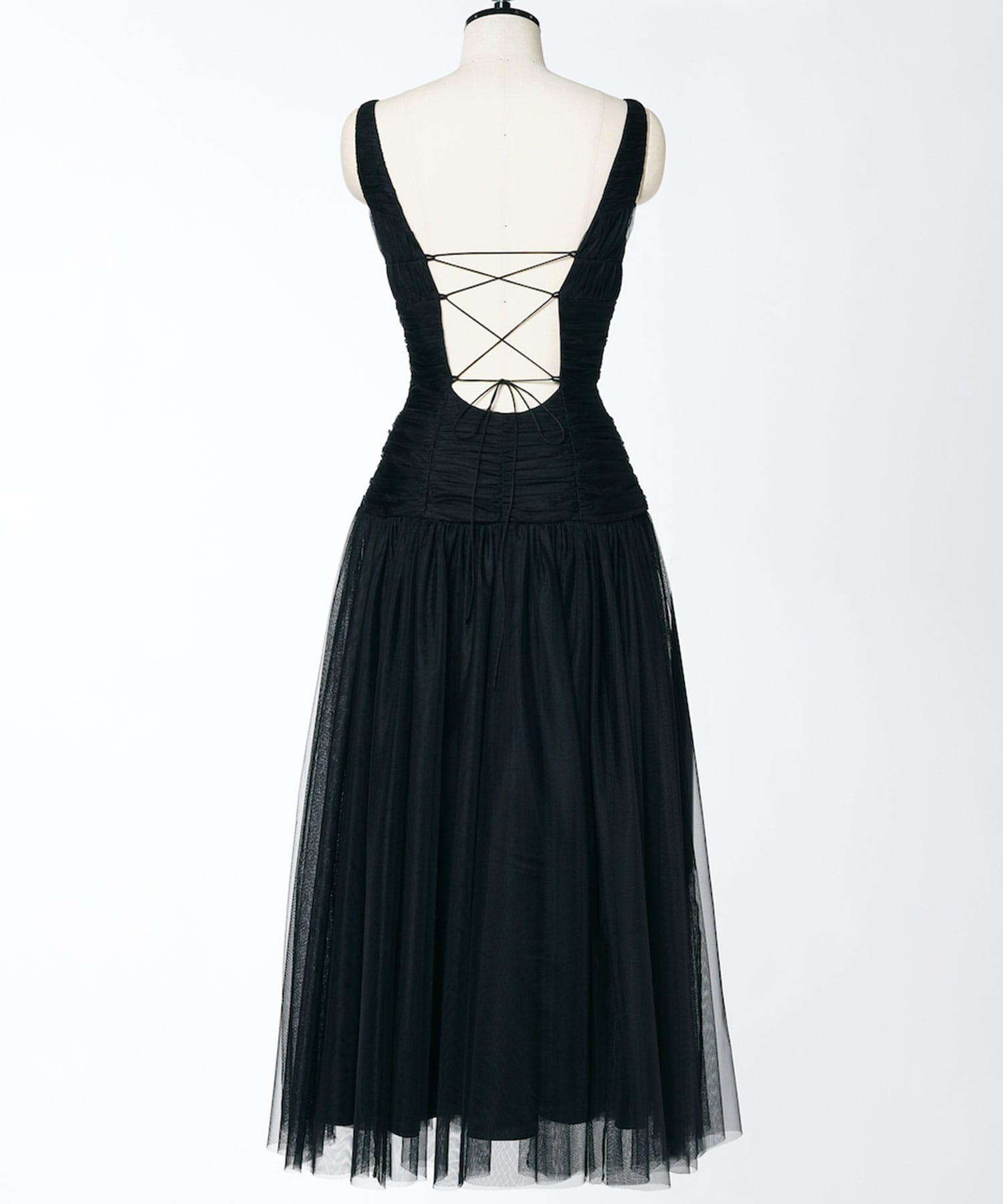 GATHERD TULLE MIDI DRESS FETICO