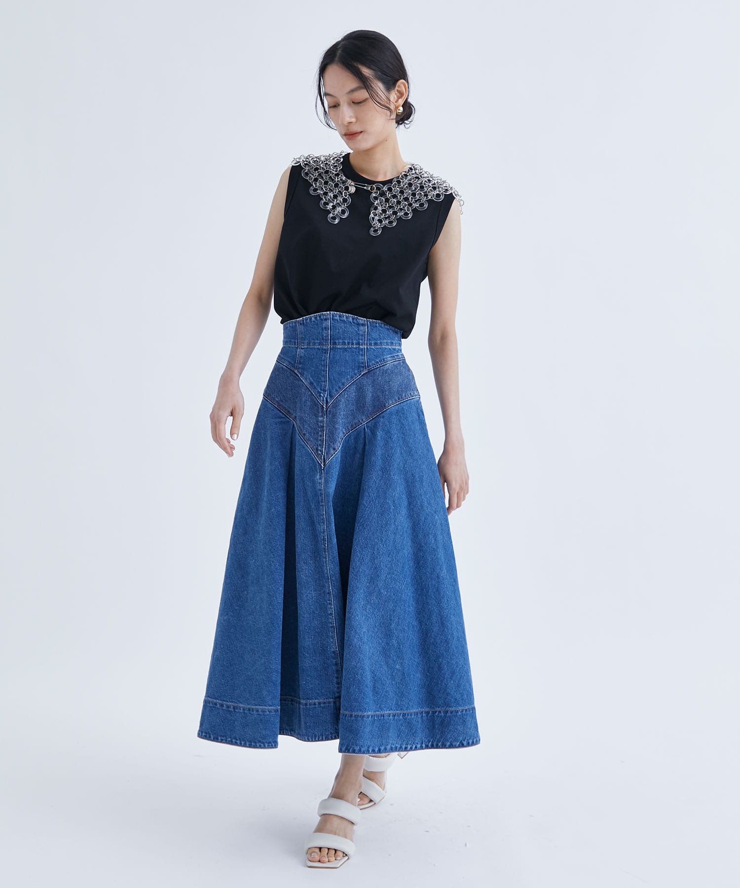 FLARED DENIM MIDI SKIRT(1 BLUE): FETICO: WOMEN｜THE TOKYO ONLINE STORE