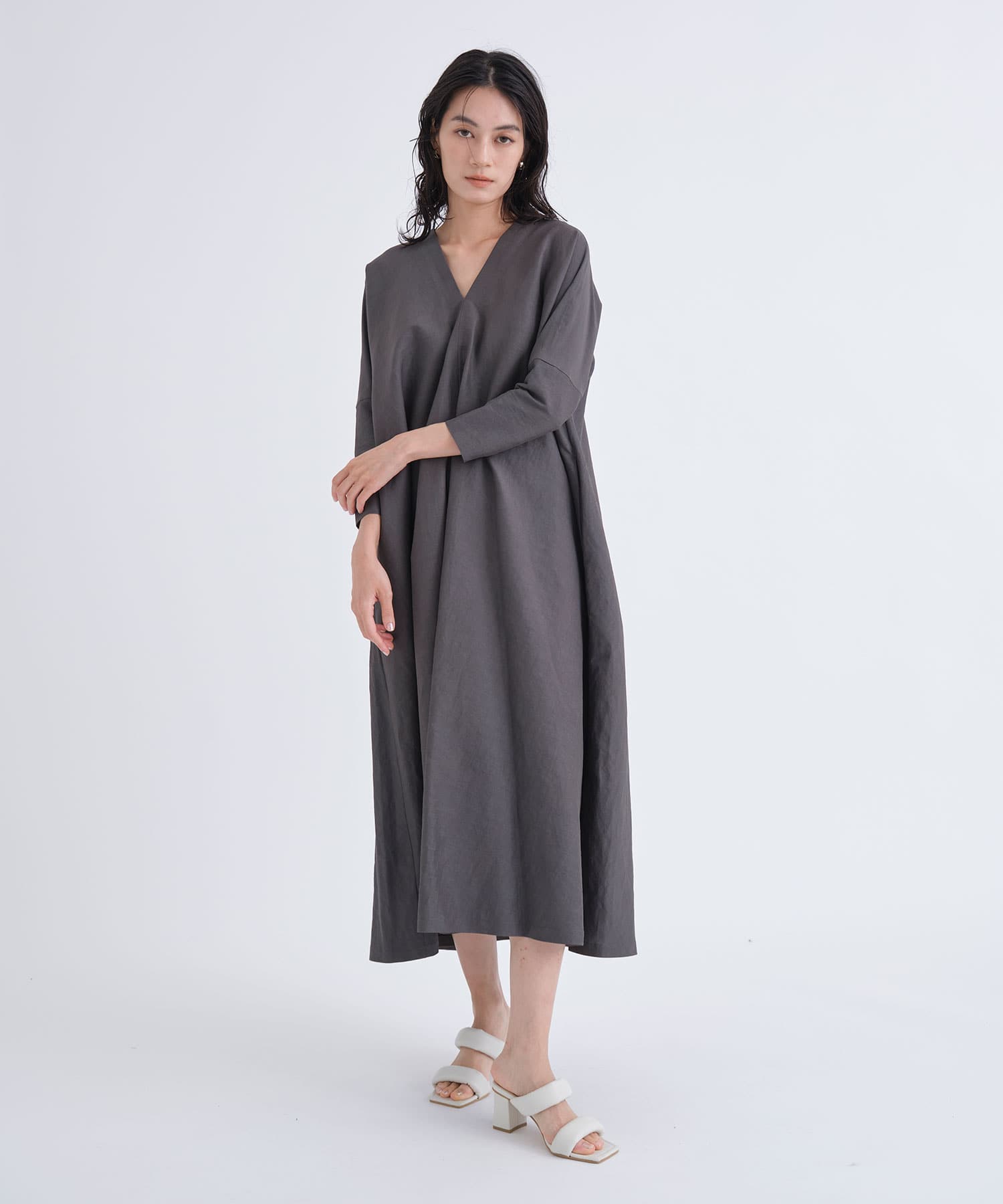 LIGHT HEMP DRAPED DRESS