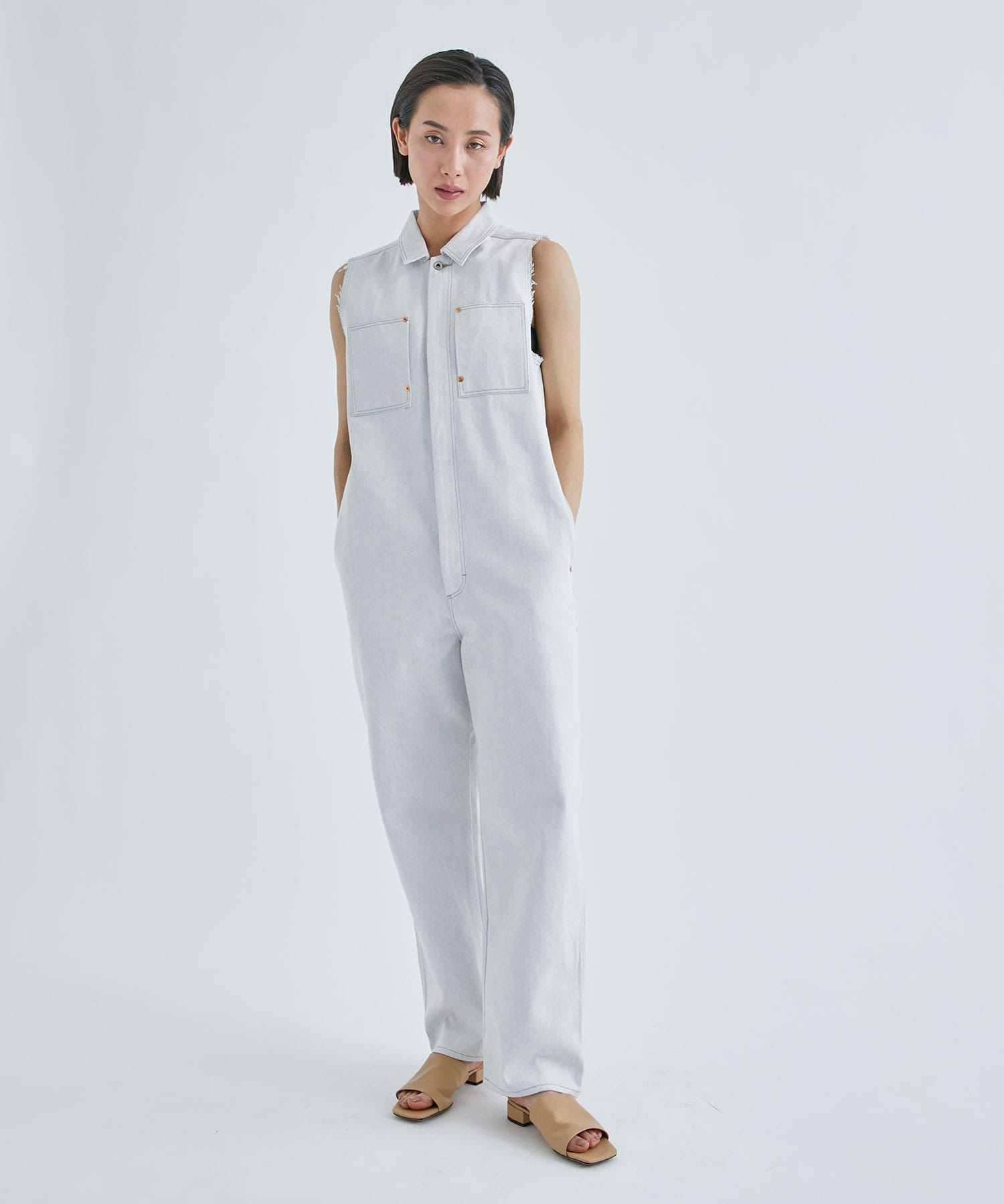 ペレック pelleq sleeveless denim all in one-