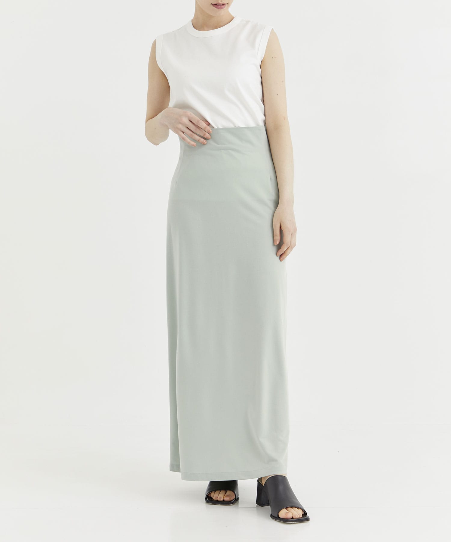 Cupro jersey straight long skirt 08sircus