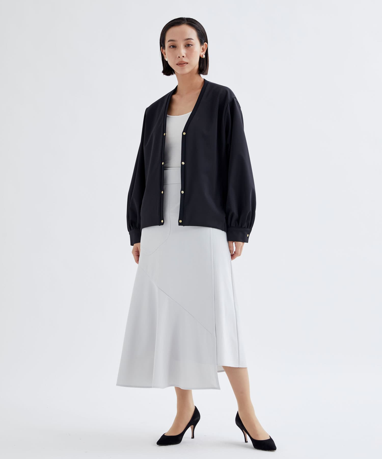 WASHABLE HIGH FANCTION JERSEY WRAP SKIRT(34 IVORY): THE PERMANENT