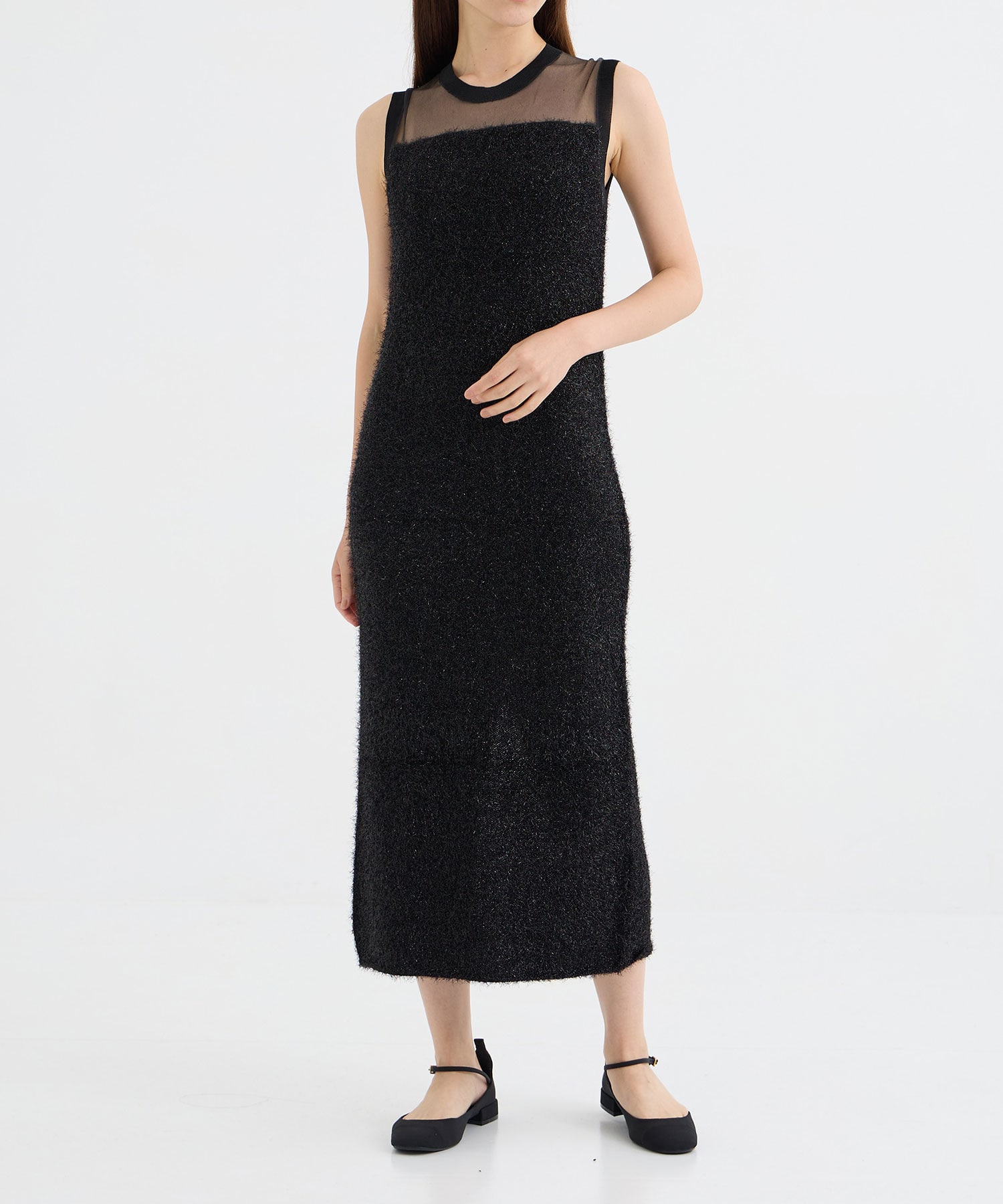 SLEEVELESS KNIT DRESS BLACK CINOH