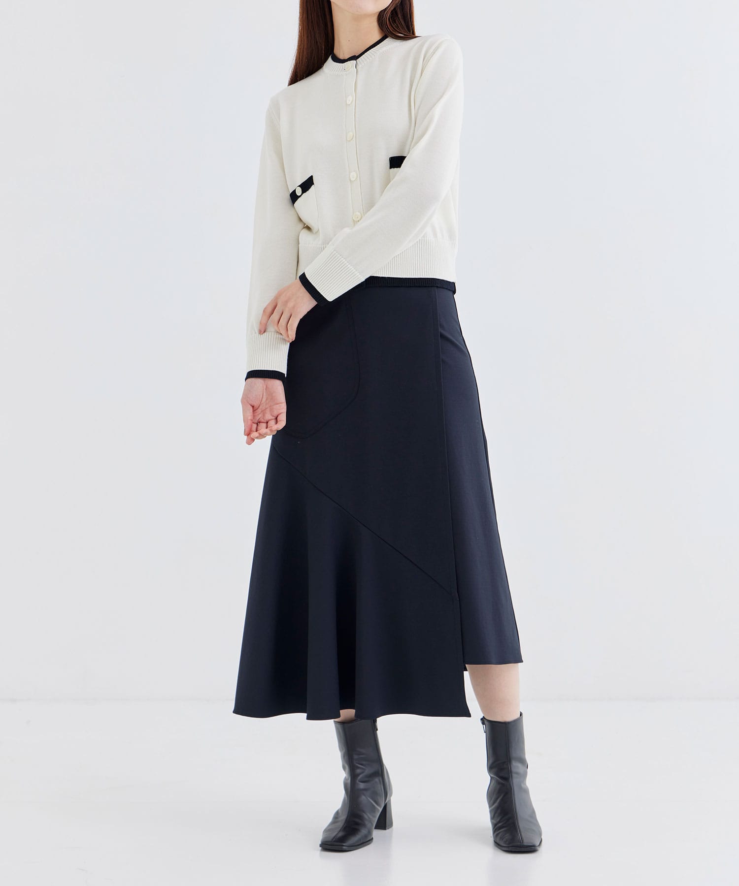 WASHABLE WOOL BICOLOR KNIT CARDIGAN THE TOKYO