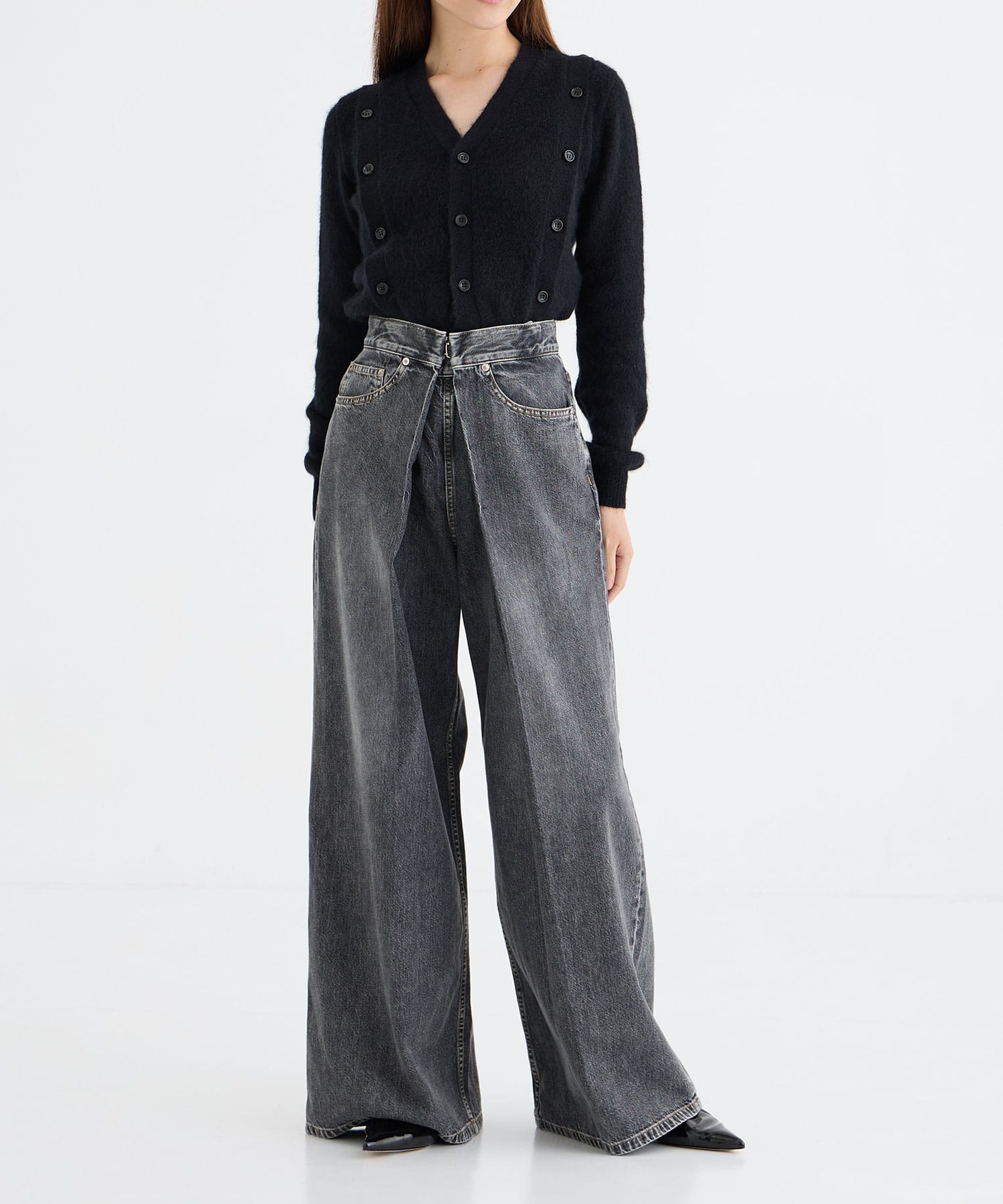 WASHED DENIM WIDE PANTS JOHN LAWRENCE SULLIVAN