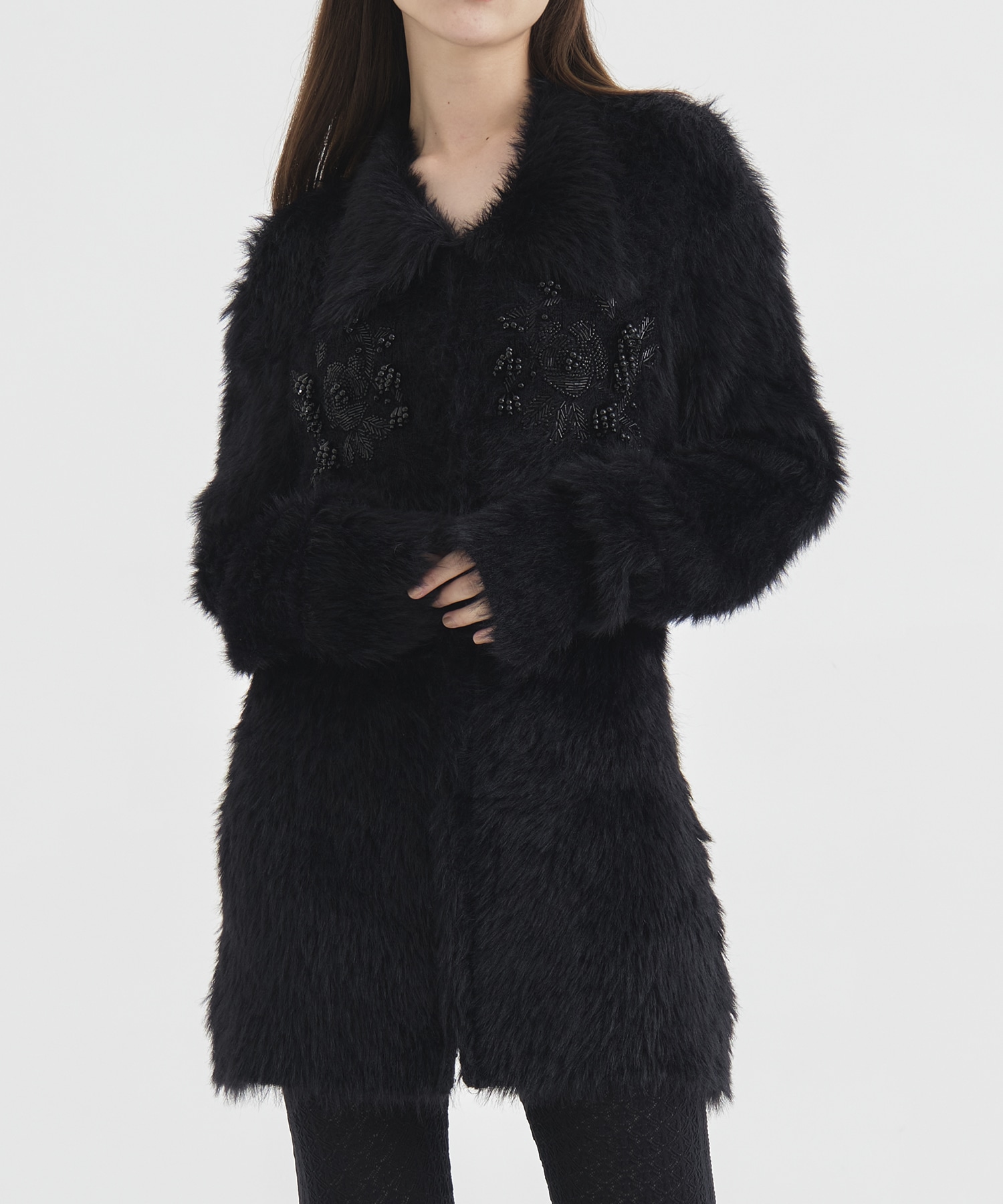 FUR KNIT BEAD EMBROIDERED JACKET FETICO