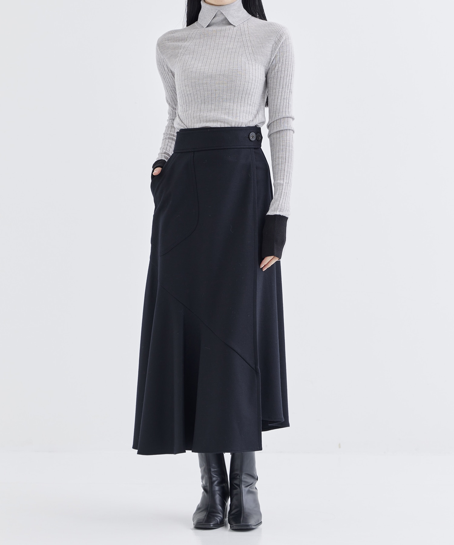 WASHABLE FLANNEL CASHMERE TOUCH WRAP SKIRT THE TOKYO