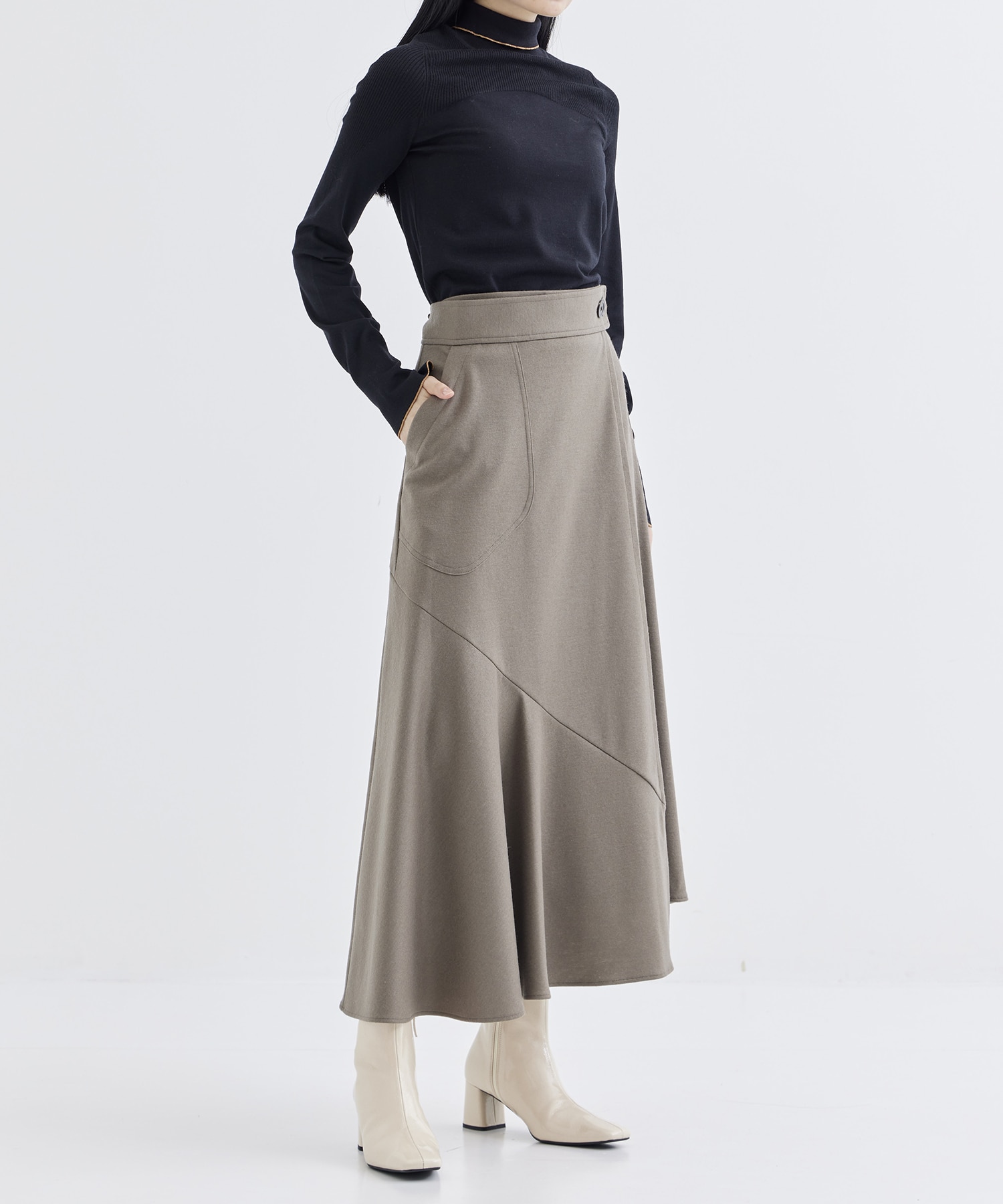 WASHABLE FLANNEL CASHMERE TOUCH WRAP SKIRT THE TOKYO