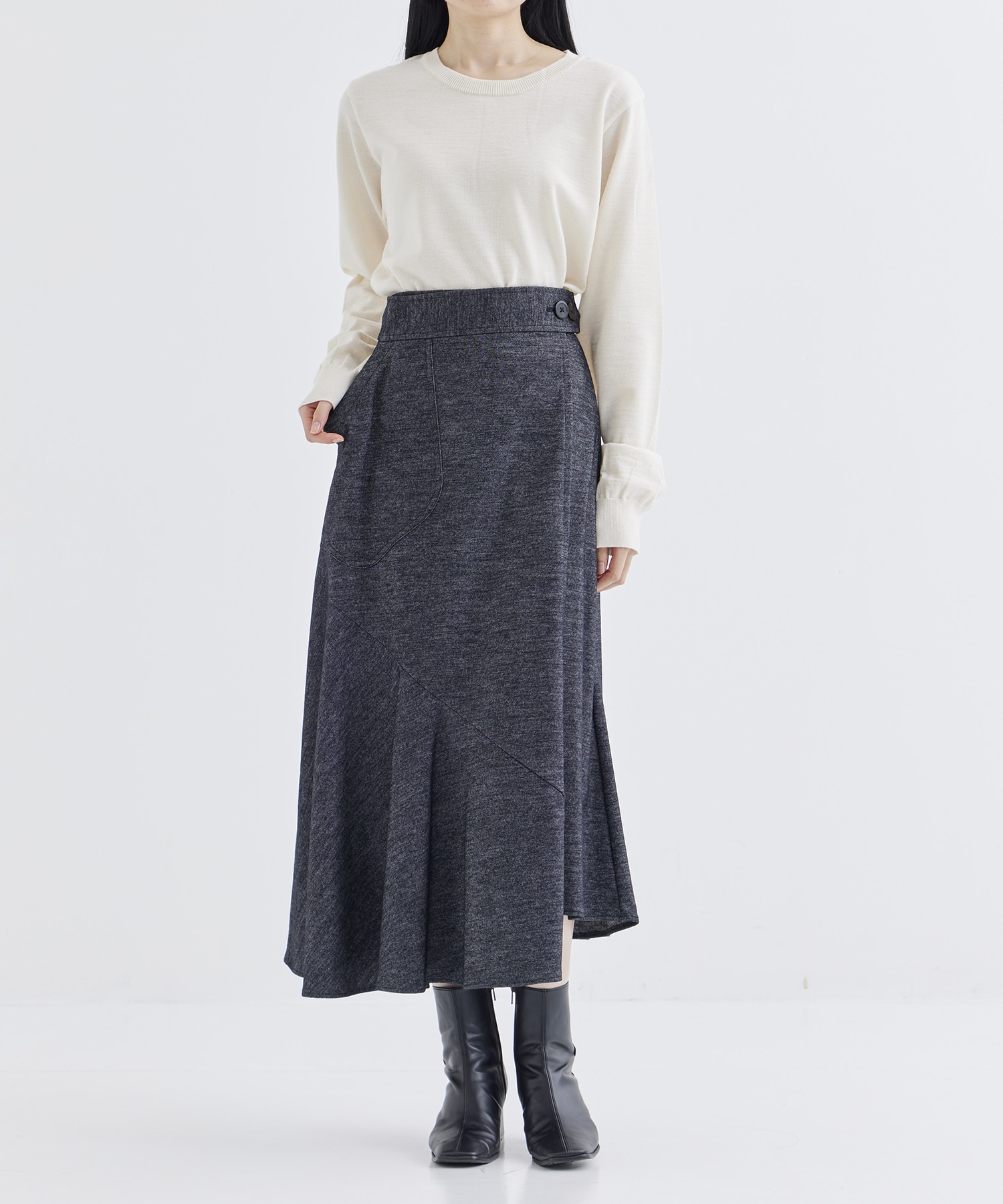 WASHABLE TWEEDY JERSEY WRAP SKIRT THE TOKYO