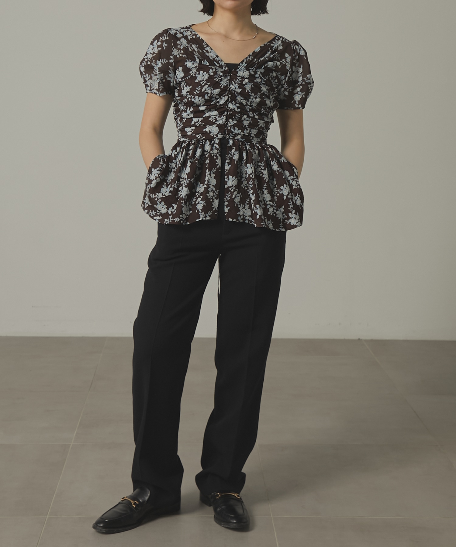 PUFF SLEEVE GATHERED BLOUSE FETICO