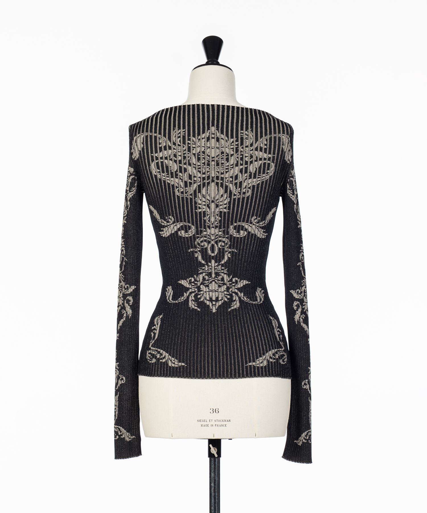 DAMASK-PATTERN RIB KNIT TOP FETICO