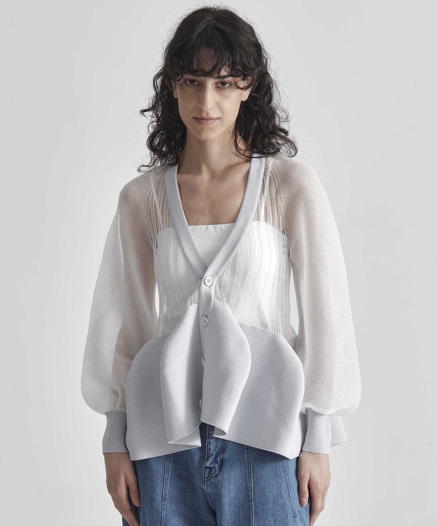 POTTERY LUCENT GLITTER PUFF SLEEVE CARDIGAN CFCL