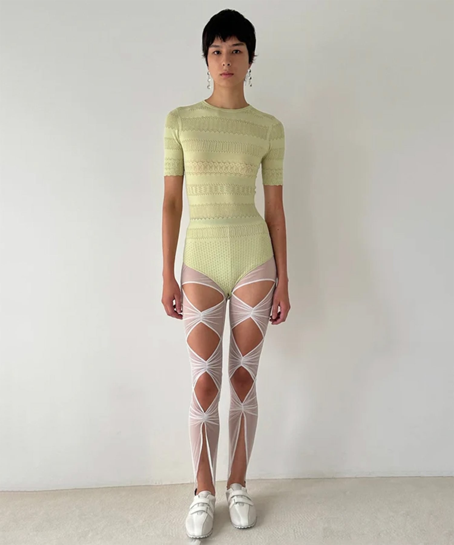 STRETCH LACE KNIT BODYSUIT FETICO