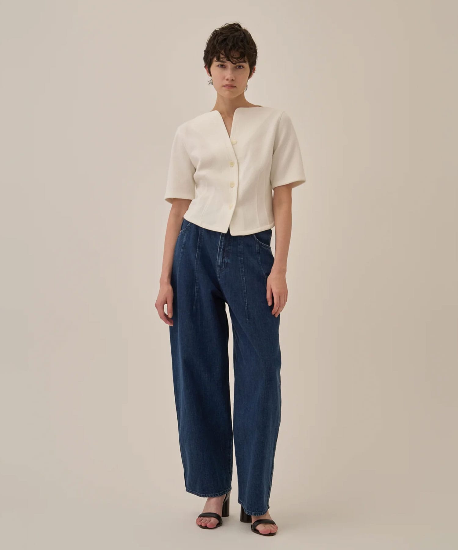 Miriam panel denim pants NV AKIRANAKA